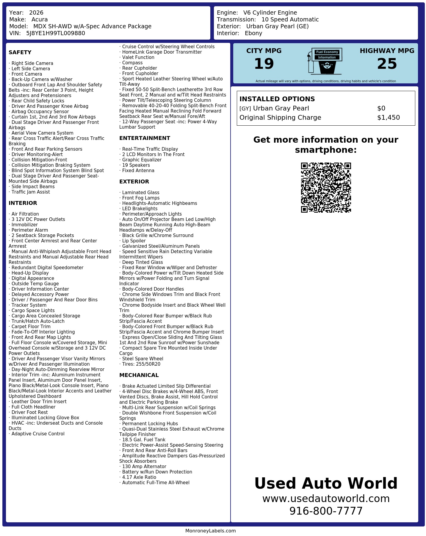 Monroney Label
