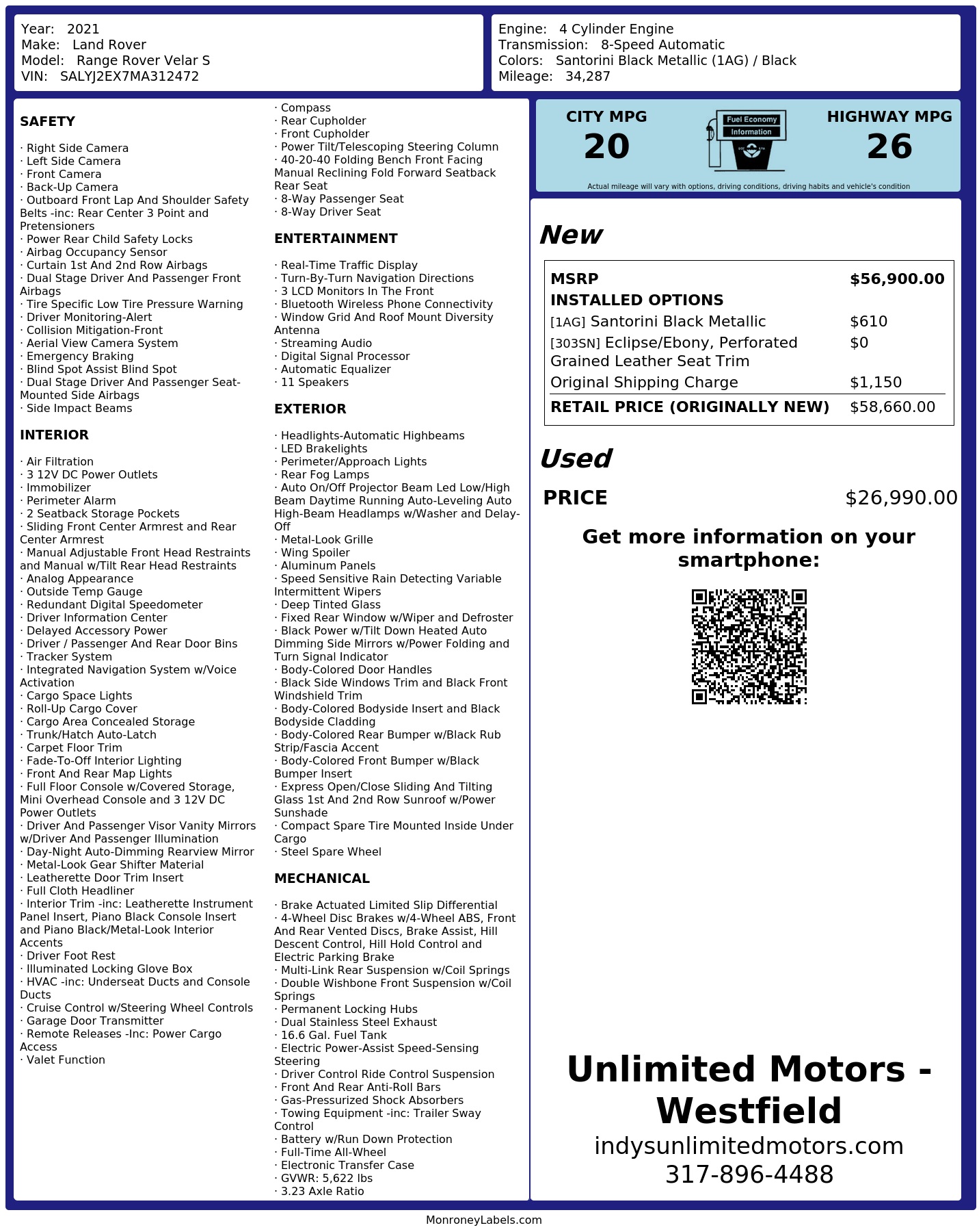 Monroney Label