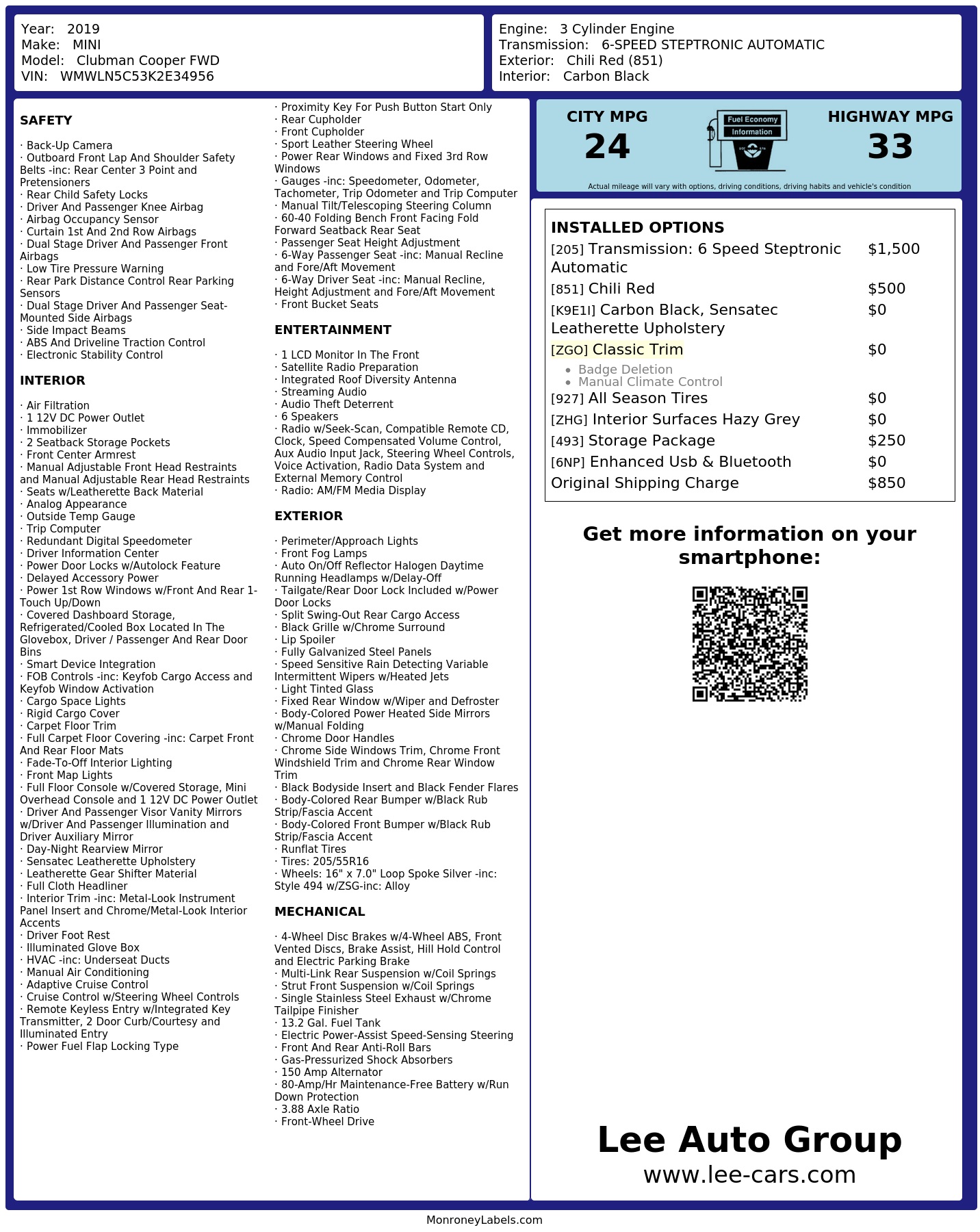 Monroney Label