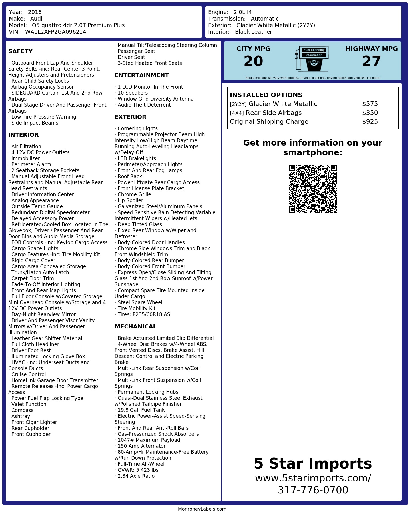 Monroney Label