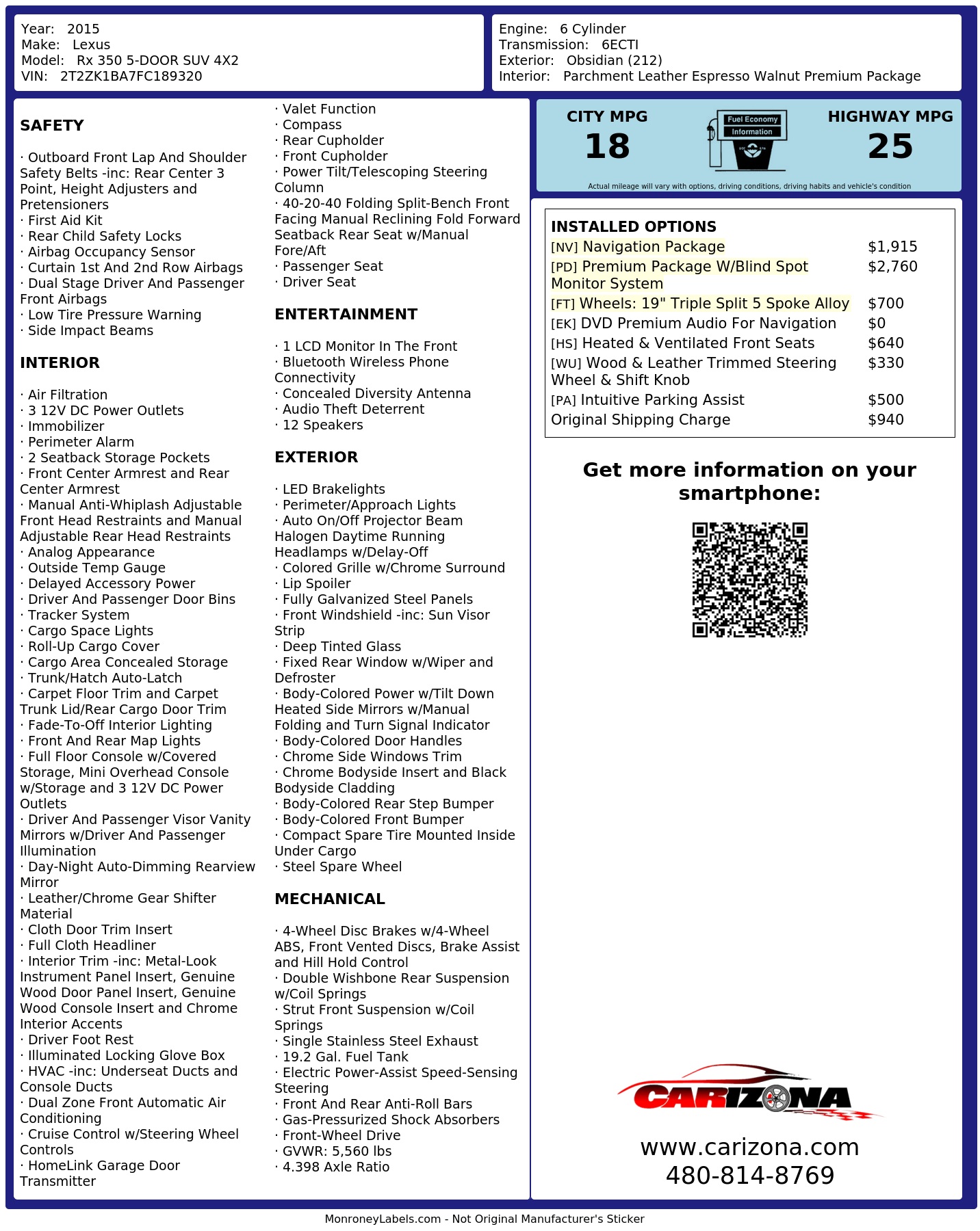 Monroney Label