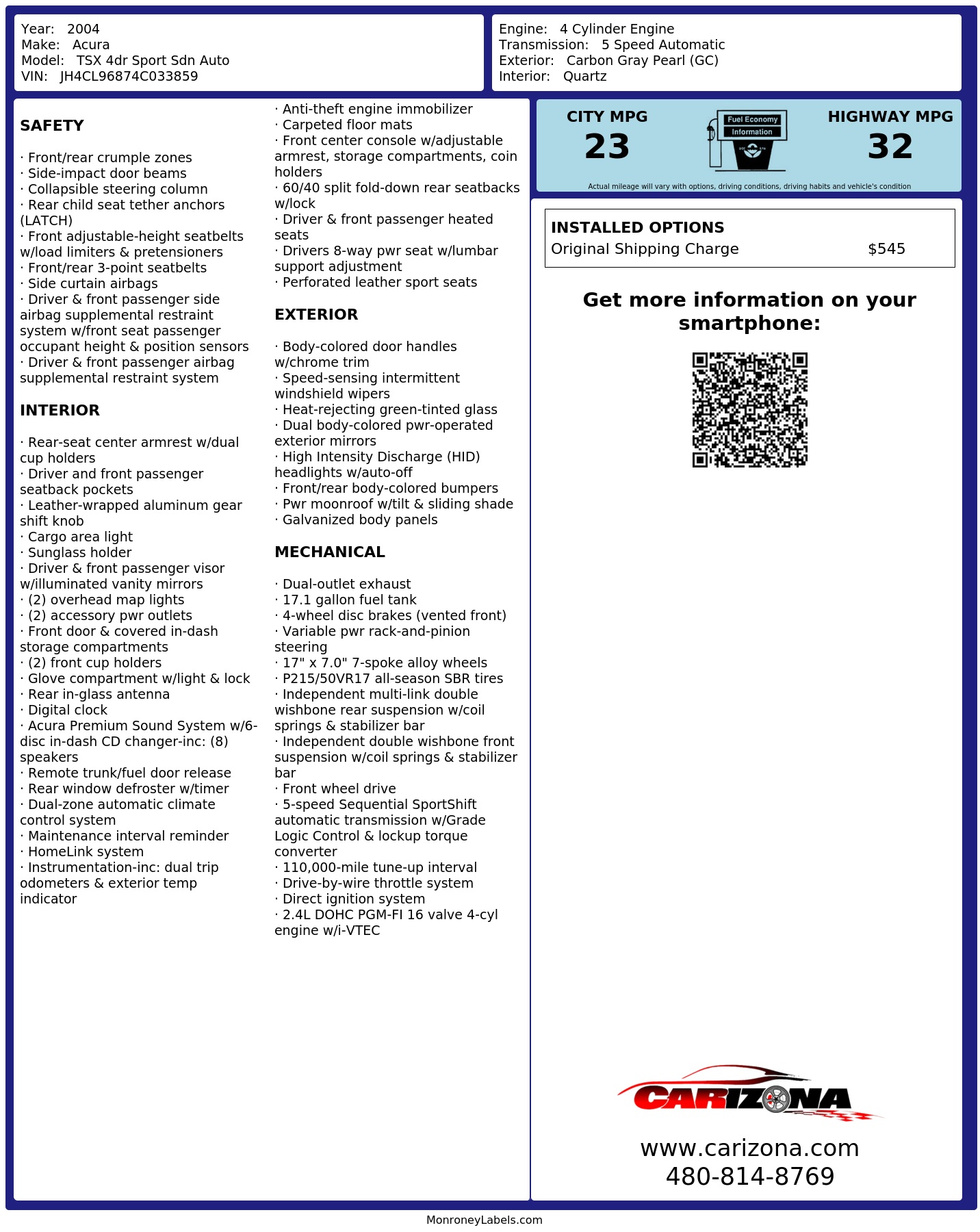 Monroney Label