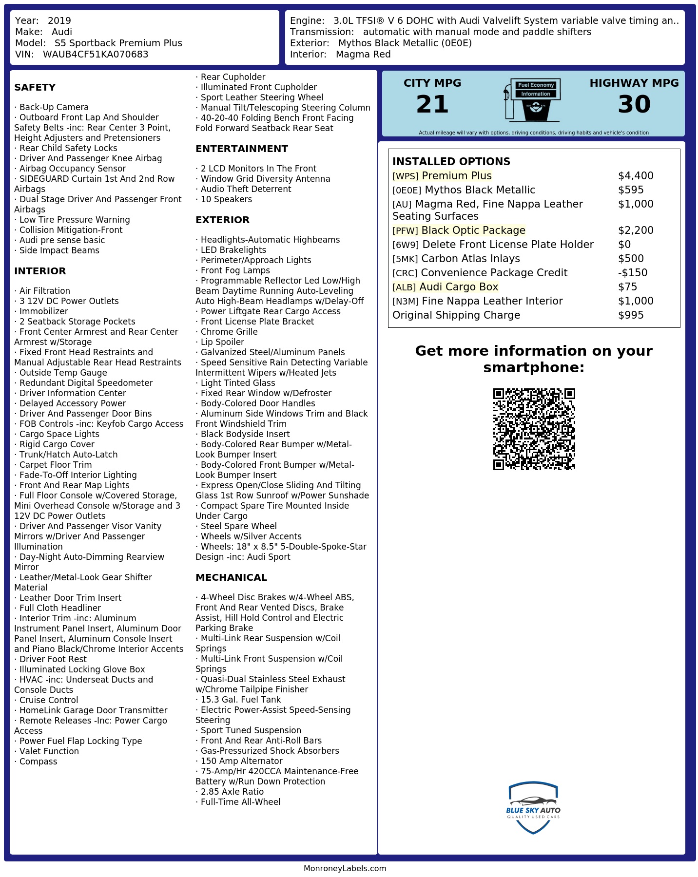 Monroney Label