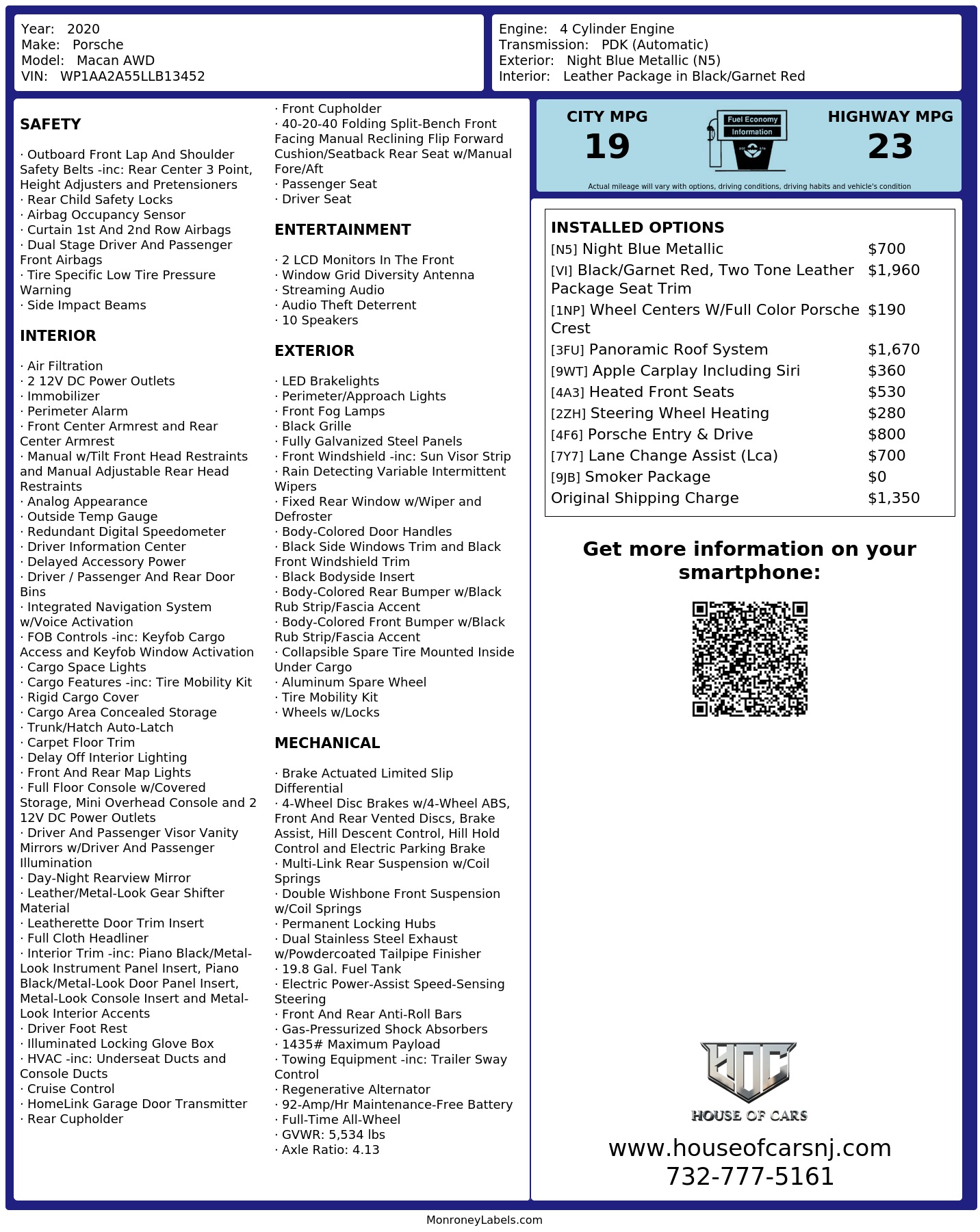 Monroney Label