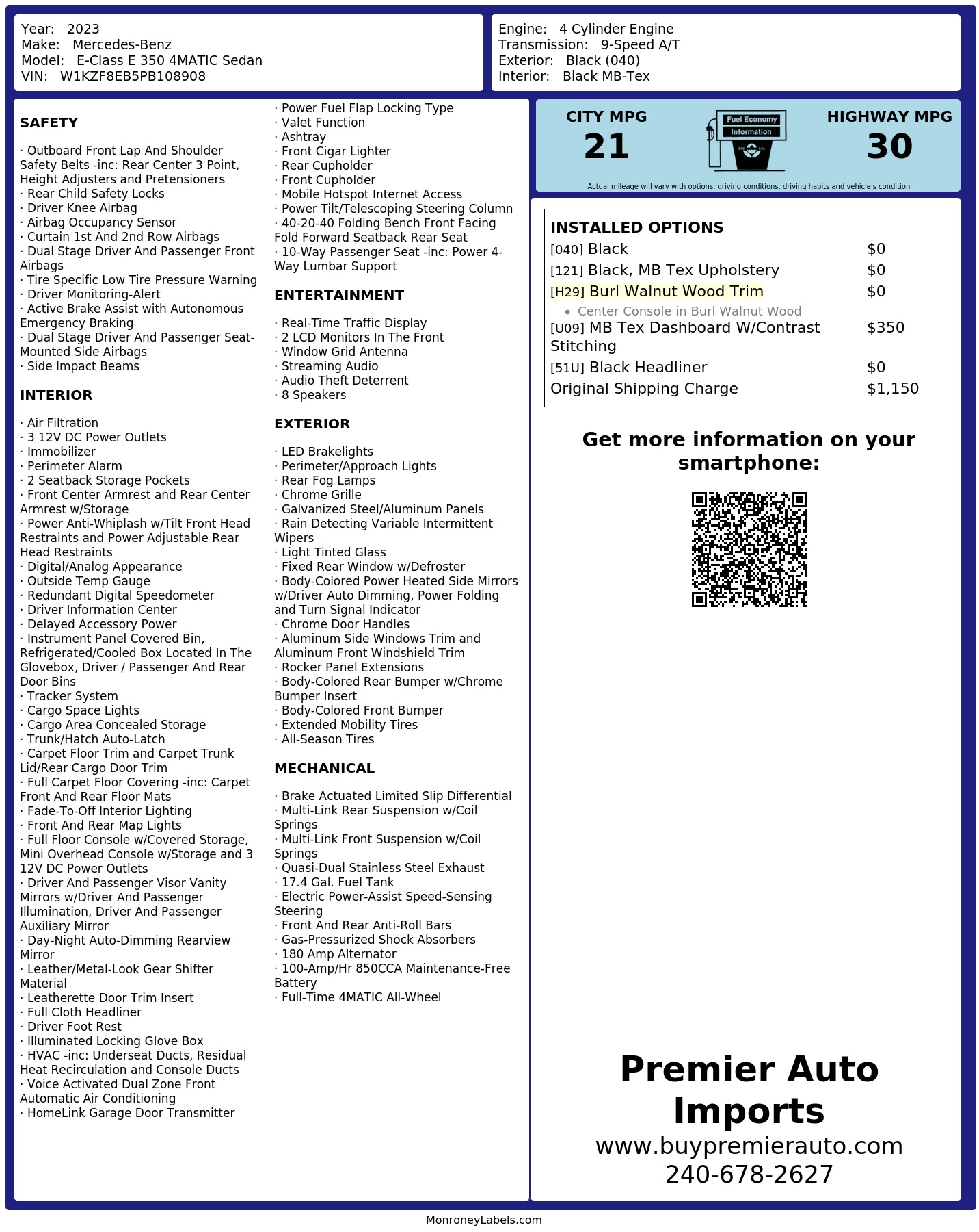 Monroney Label
