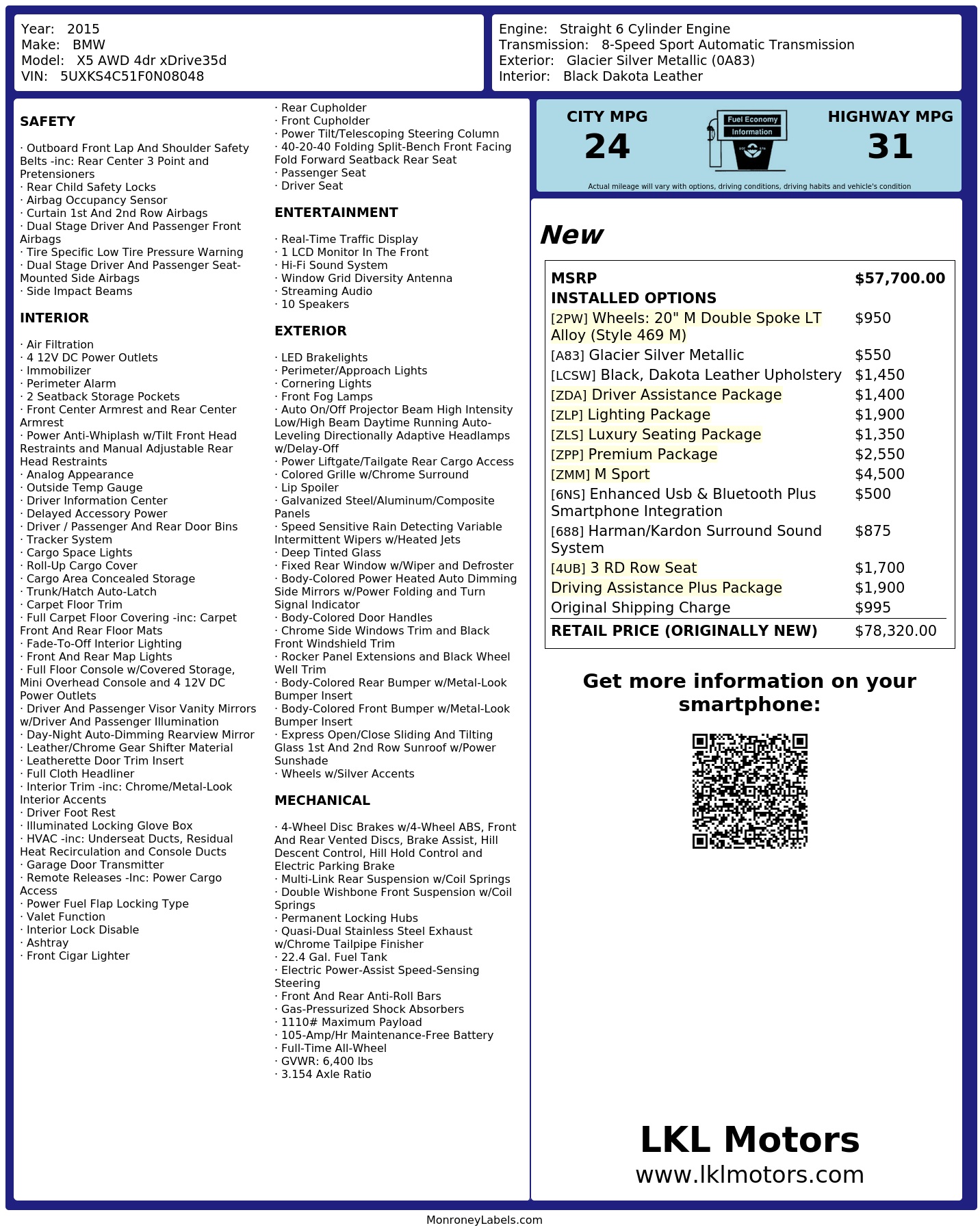 Monroney Label