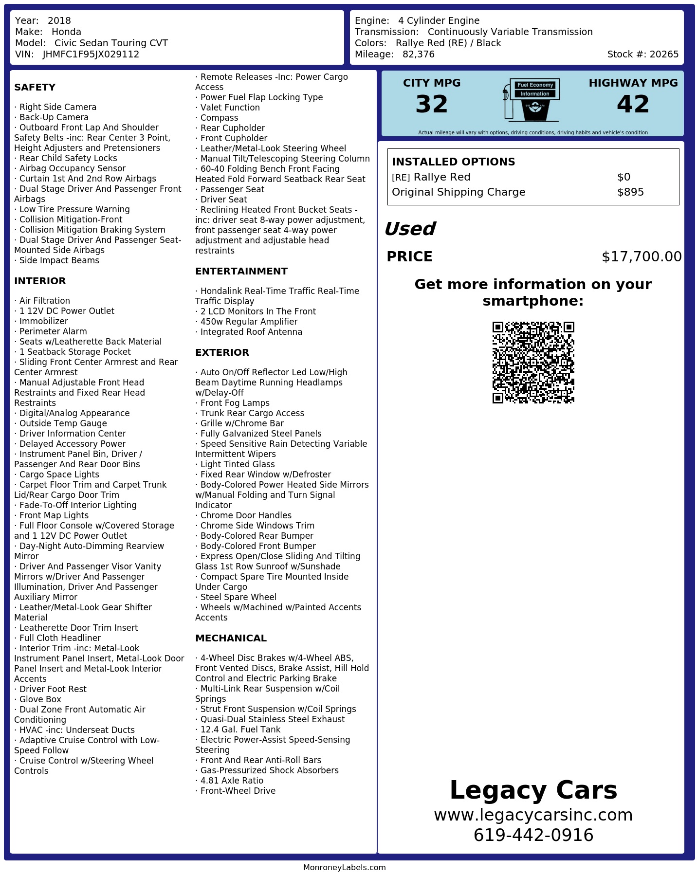 Monroney Label