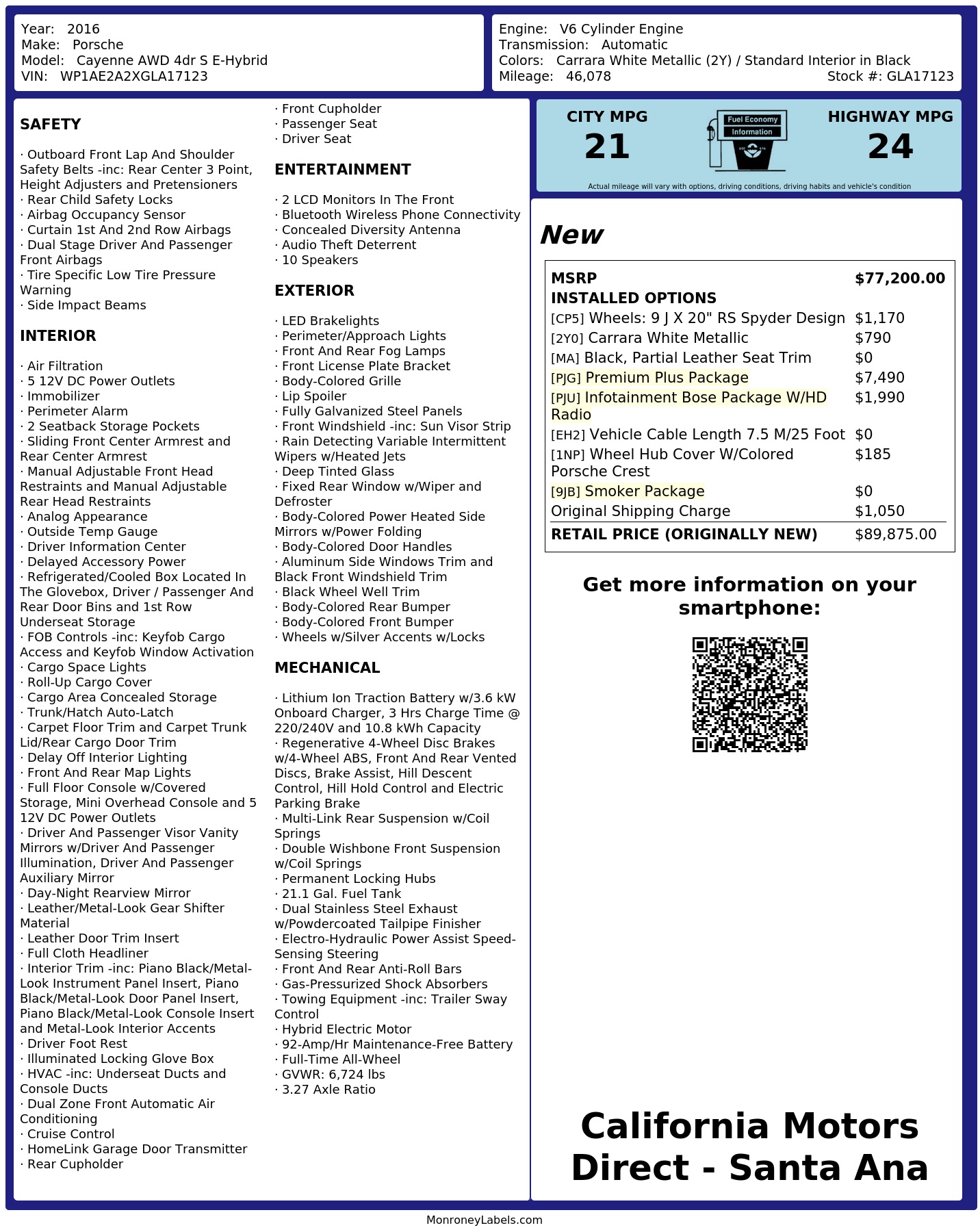 Monroney Label