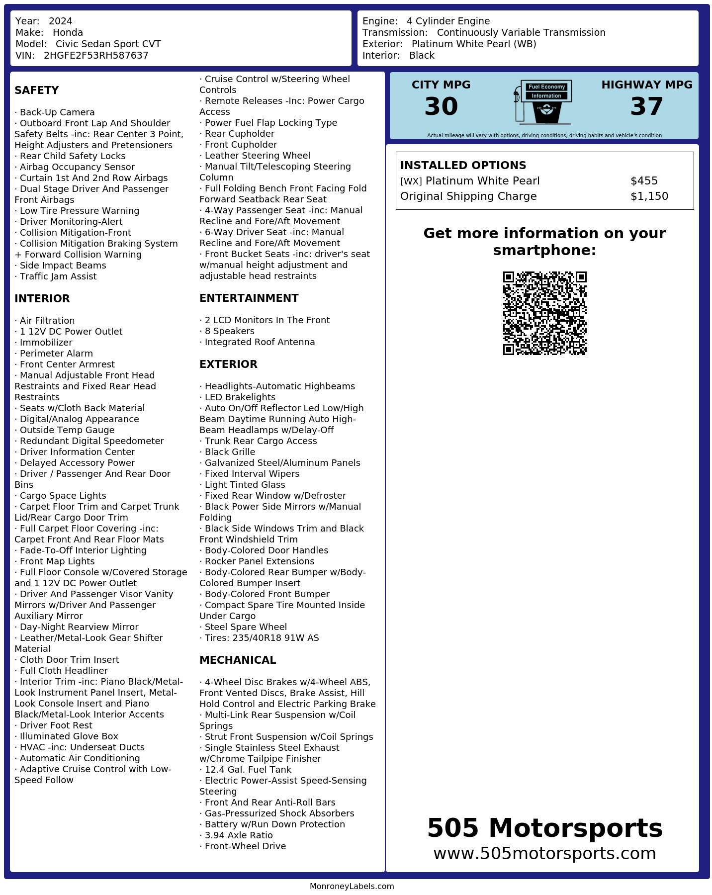 Monroney Label