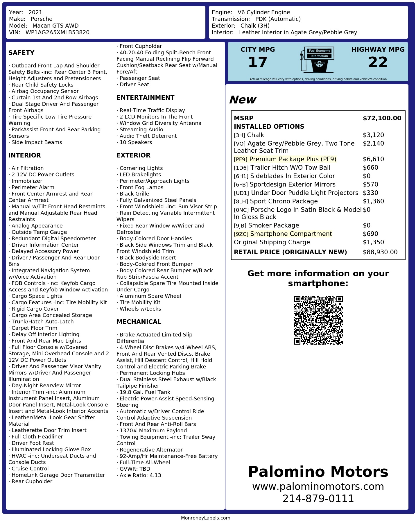 Monroney Label