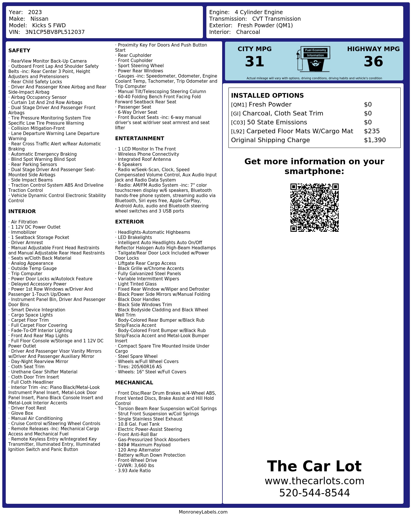 Monroney Label