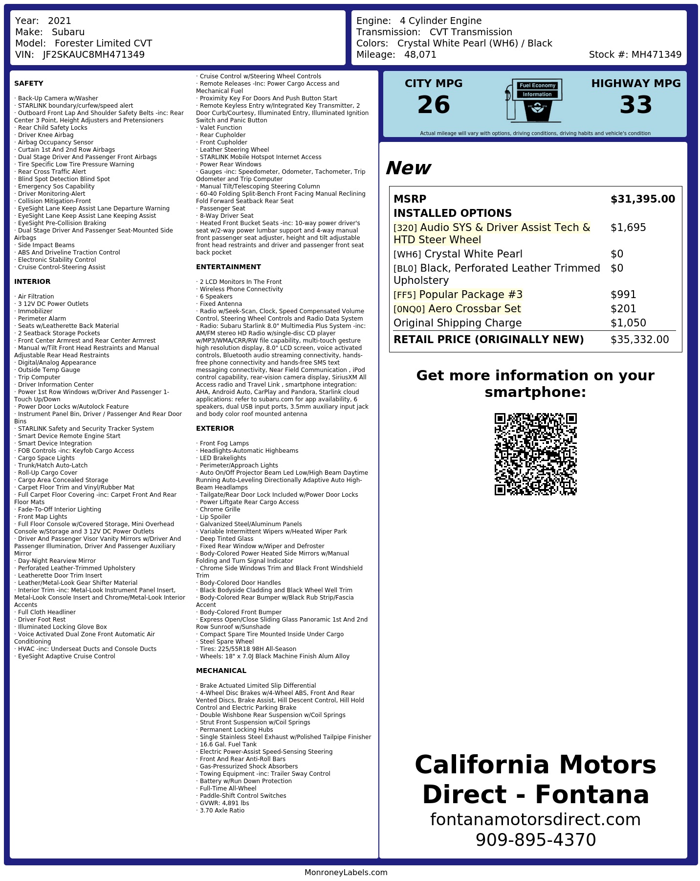 Monroney Label