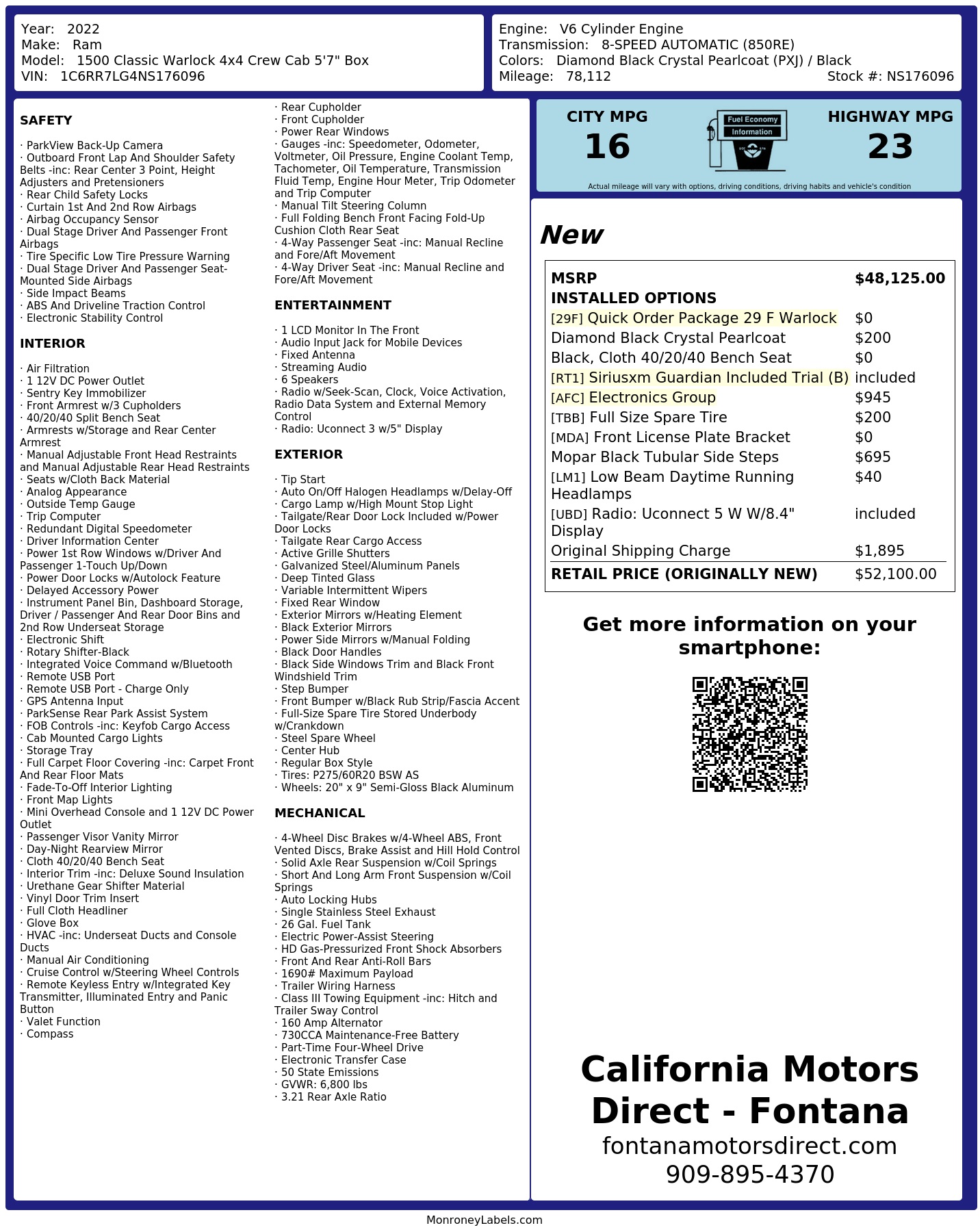Monroney Label