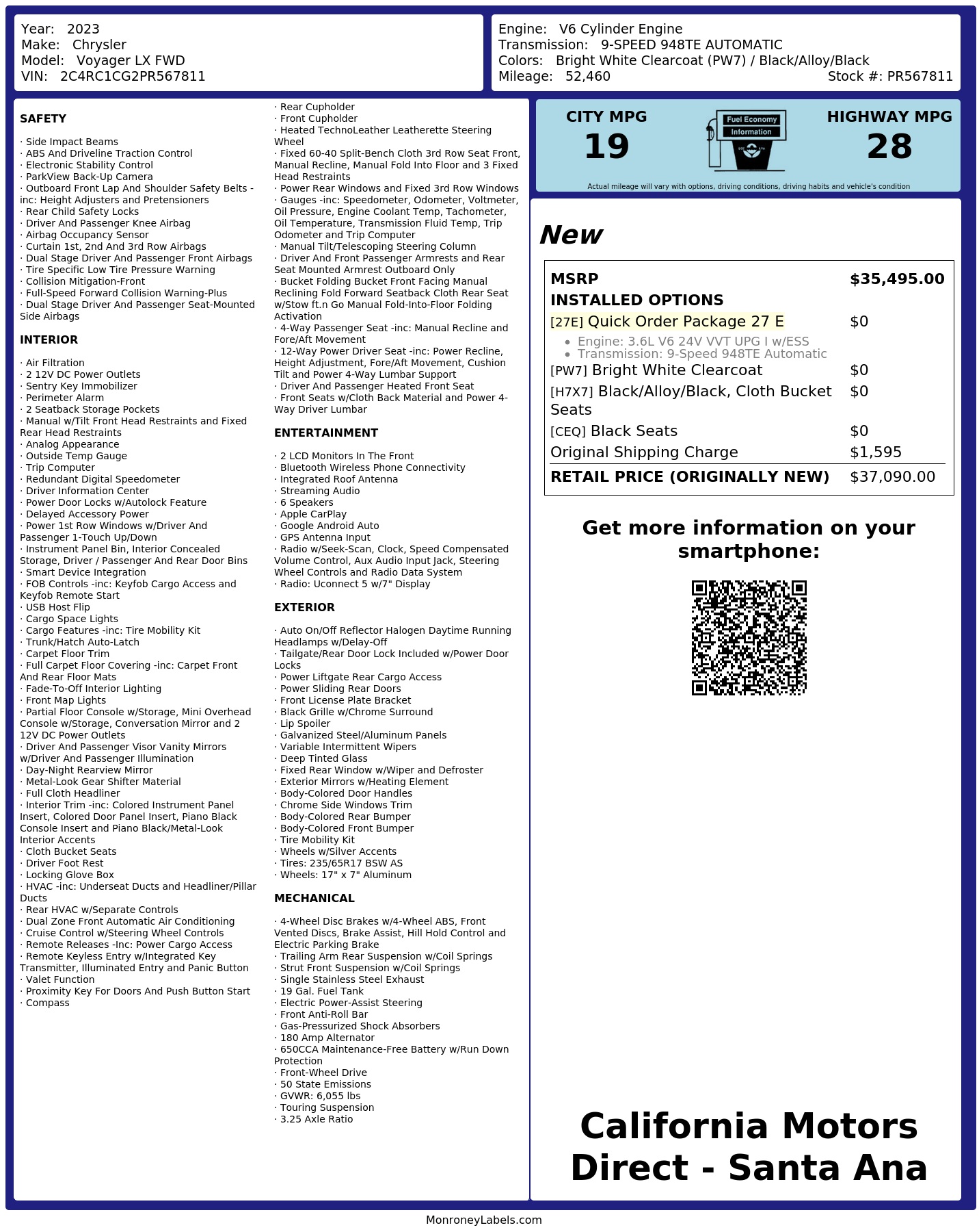 Monroney Label