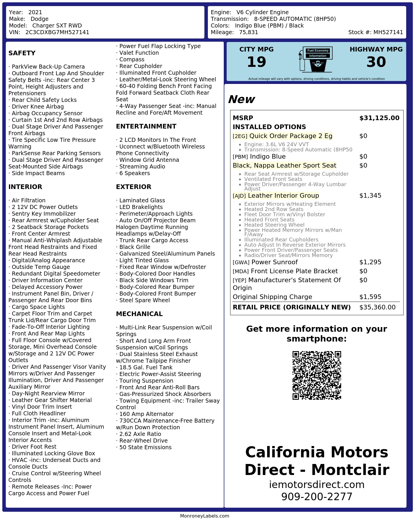 Monroney Label