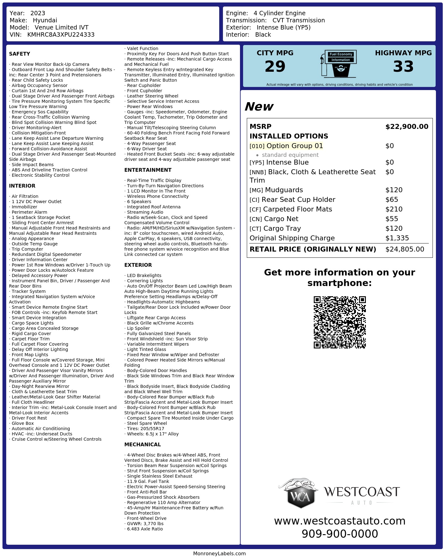 Monroney Label