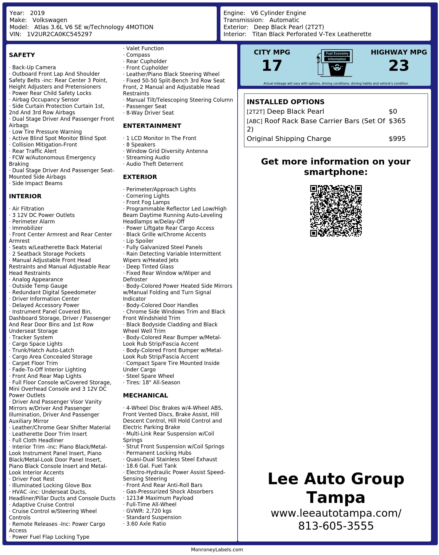 Monroney Label