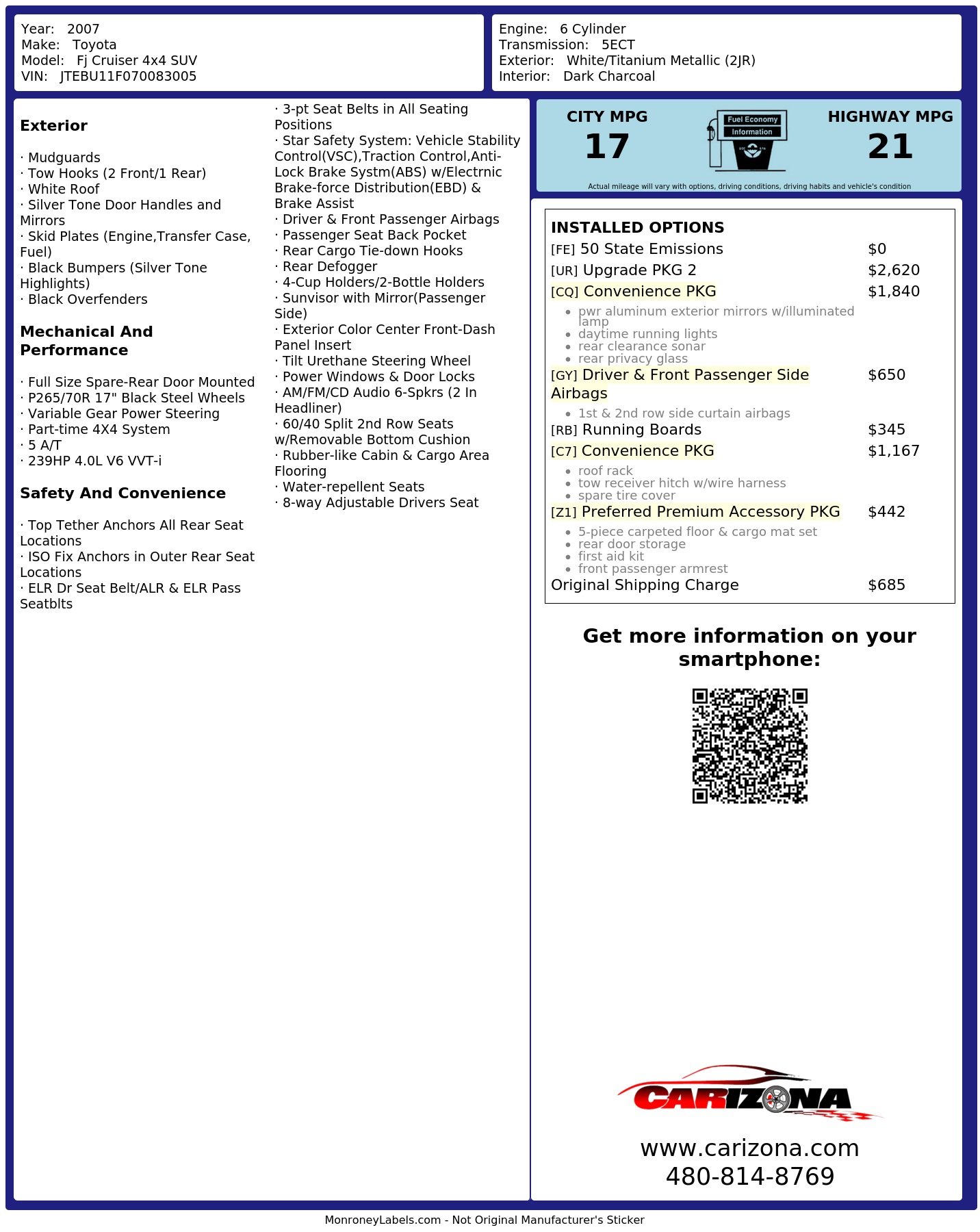 Monroney Label