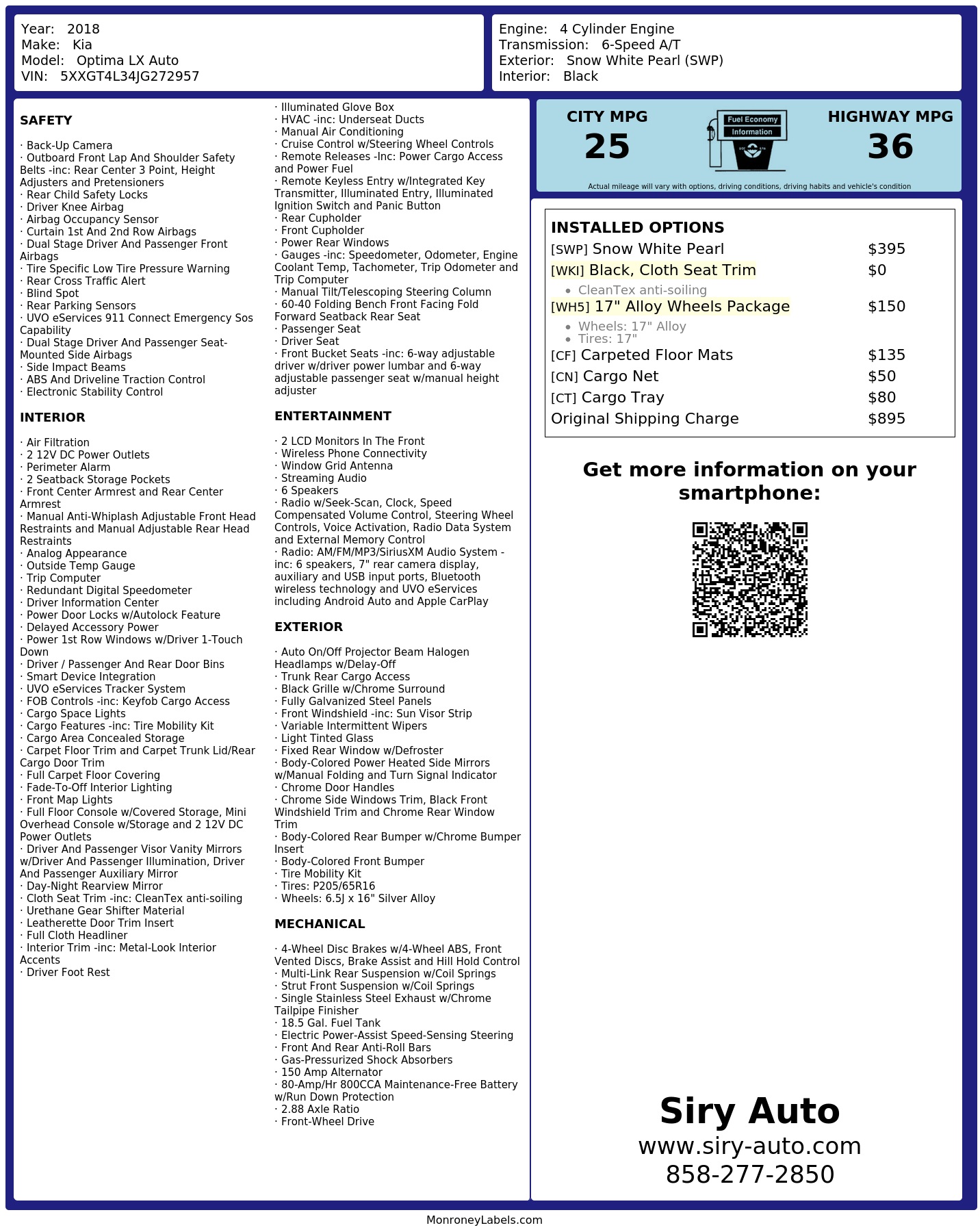 Monroney Label