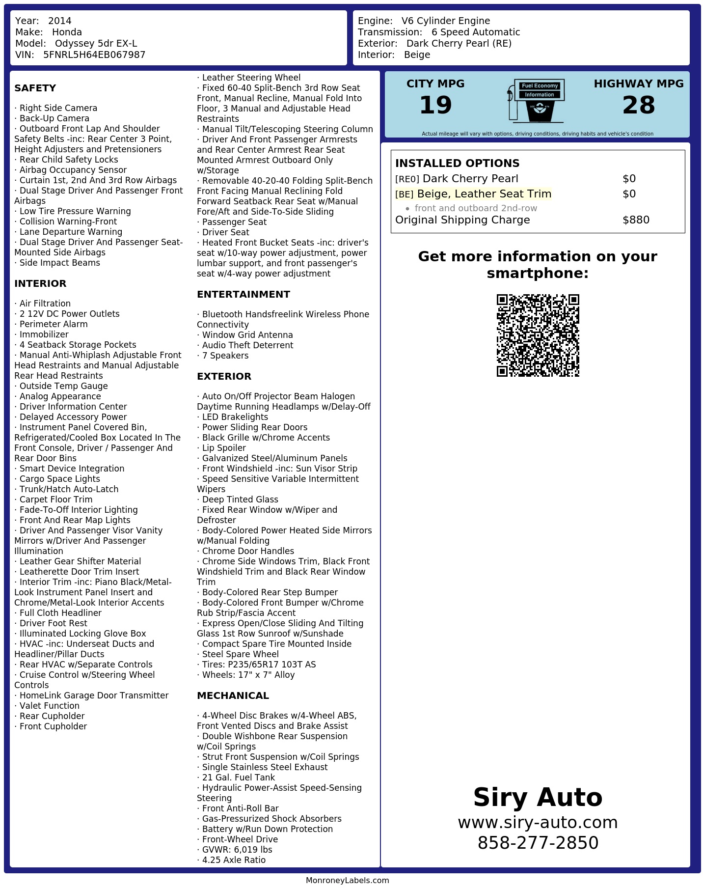 Monroney Label