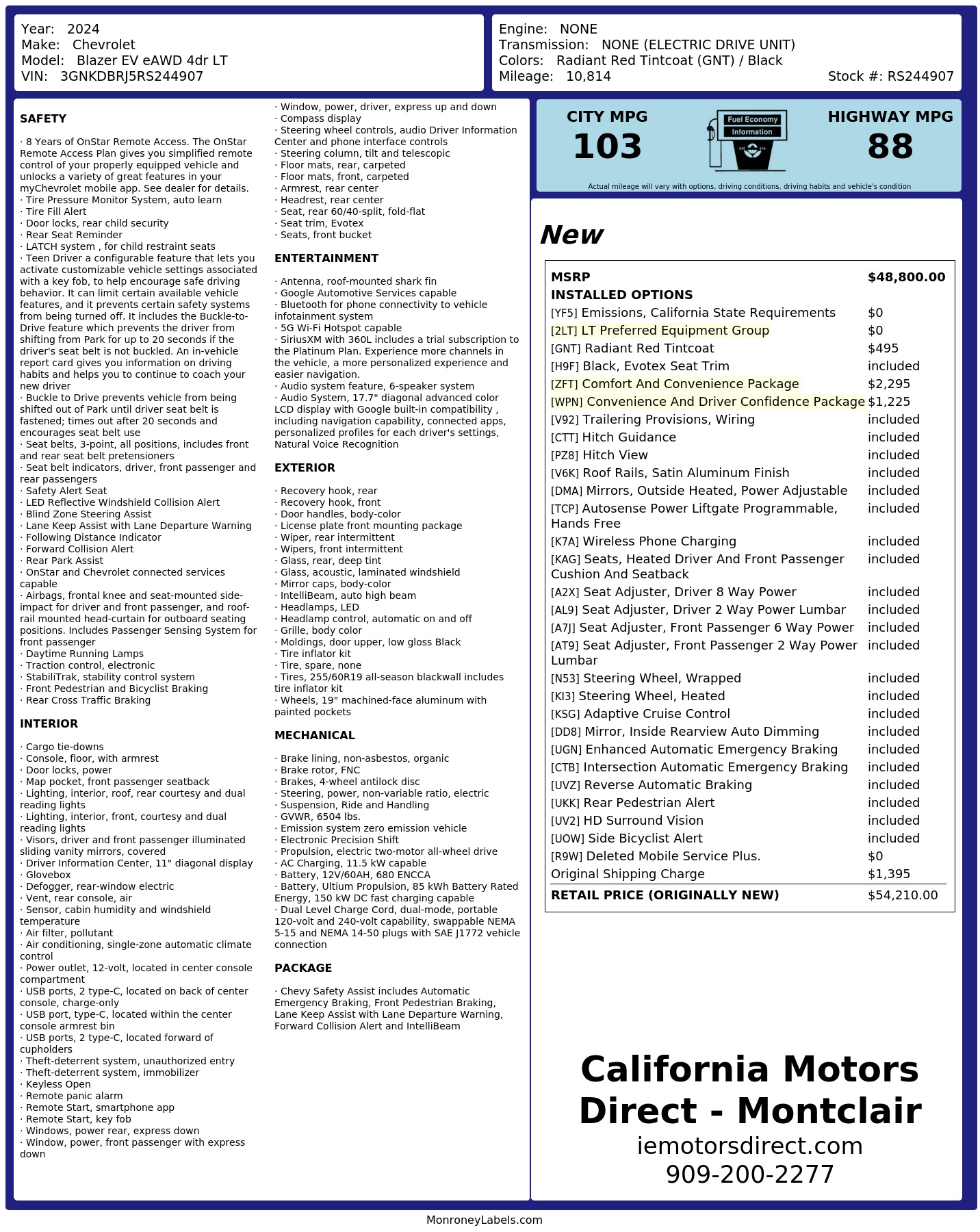 Monroney Label