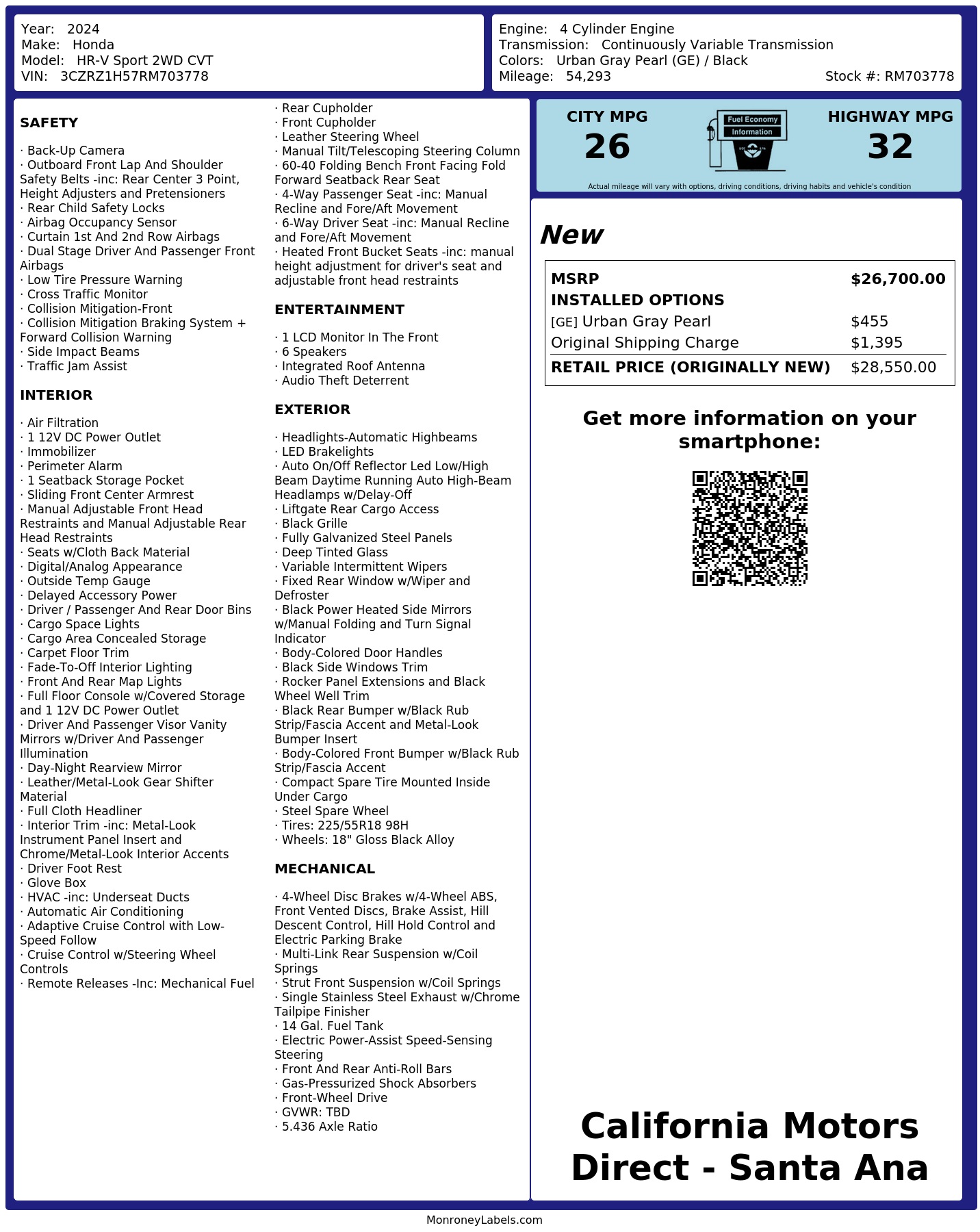 Monroney Label