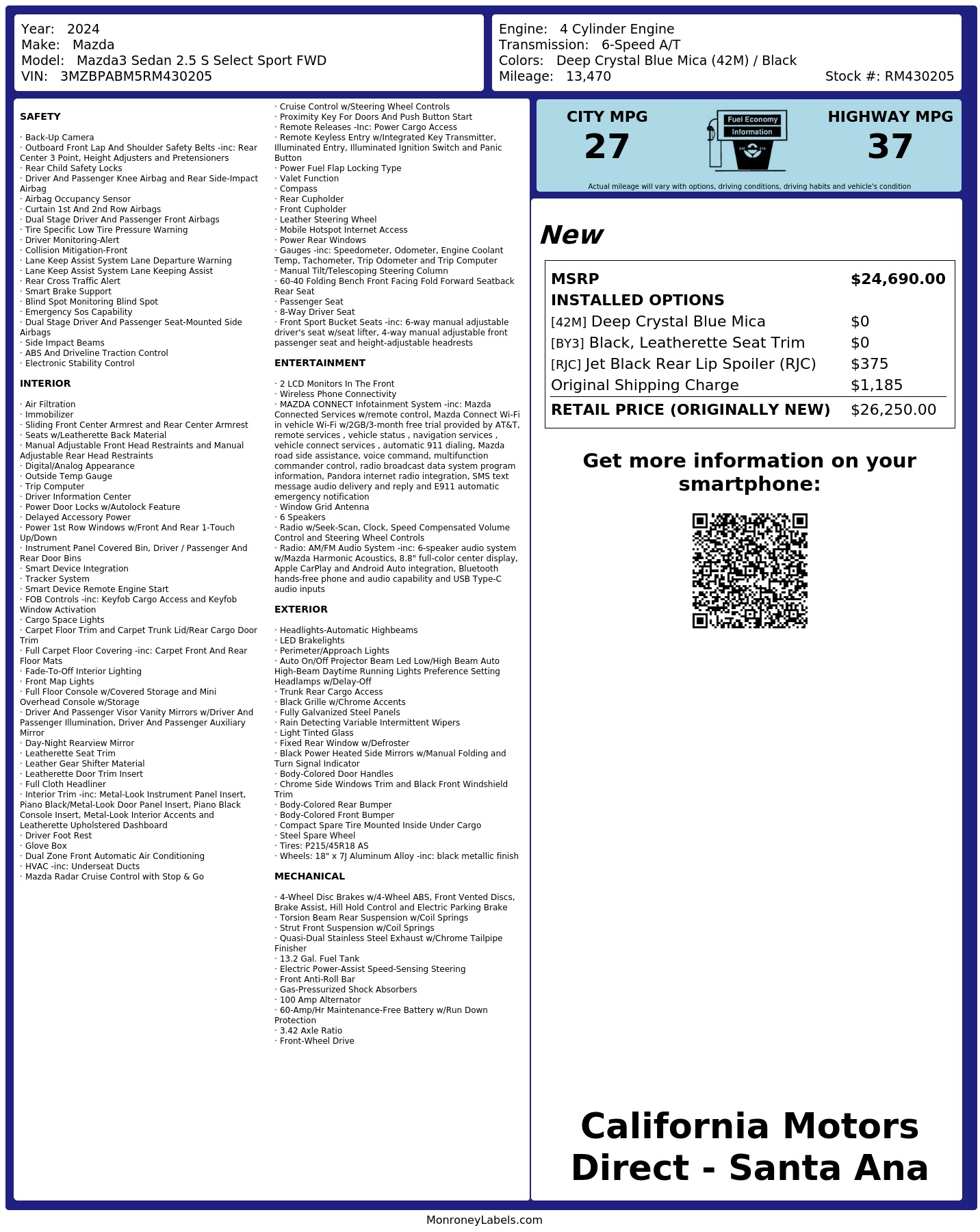 Monroney Label