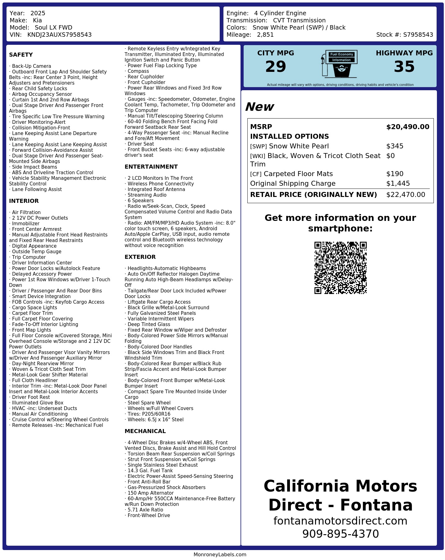 Monroney Label