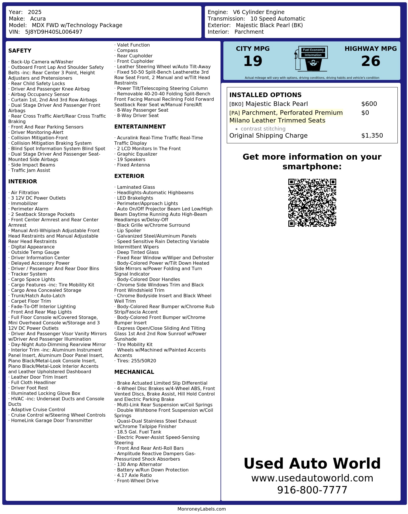Monroney Label