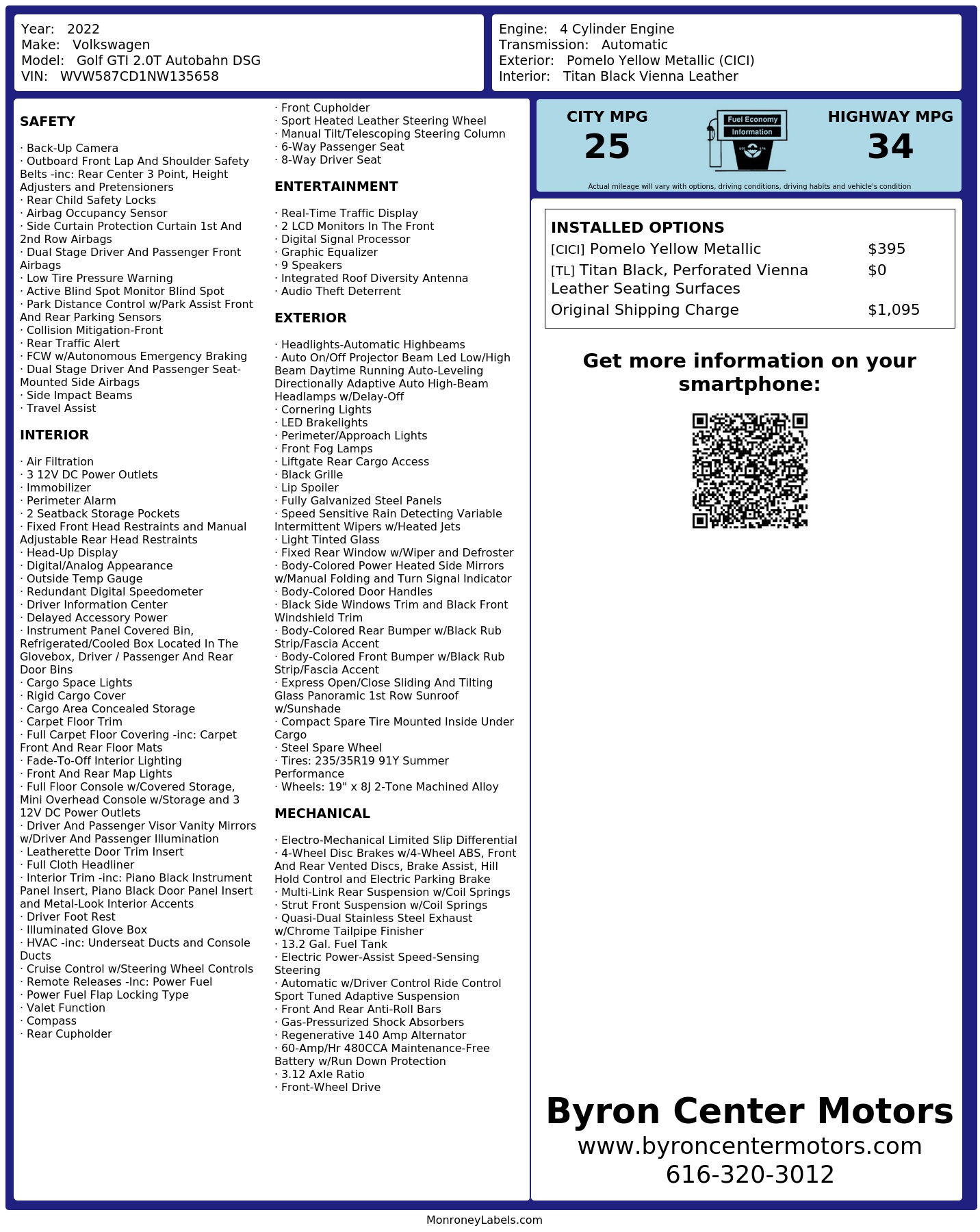 Monroney Label