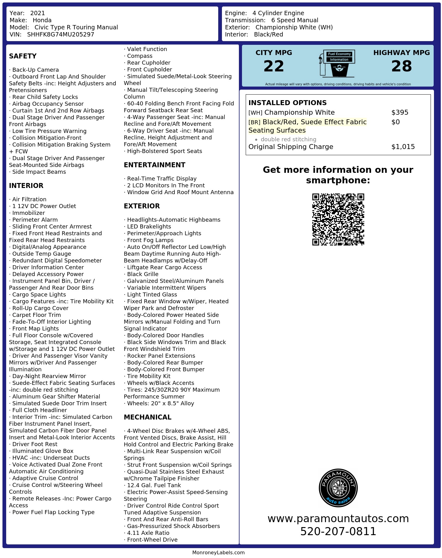 Monroney Label