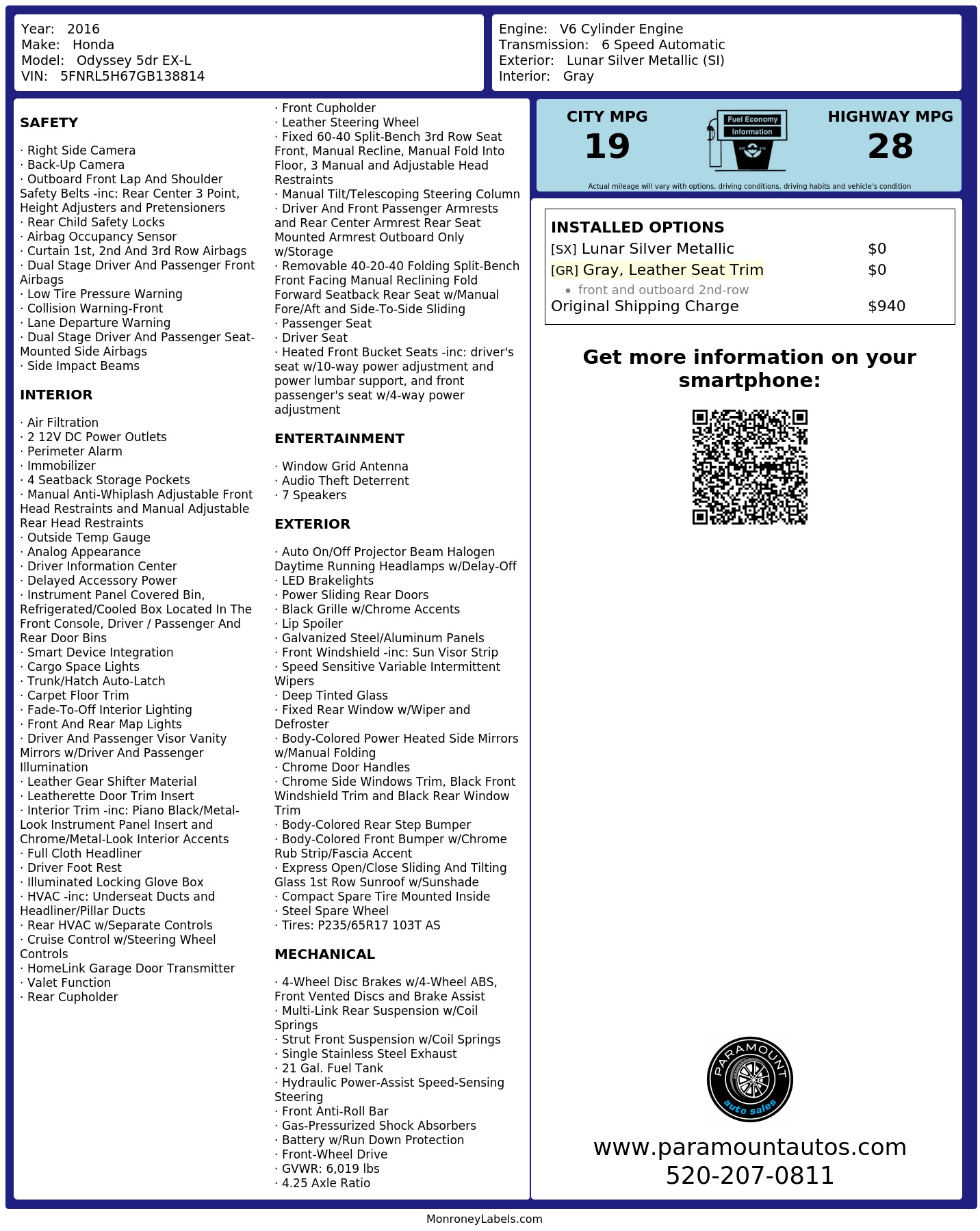 Monroney Label