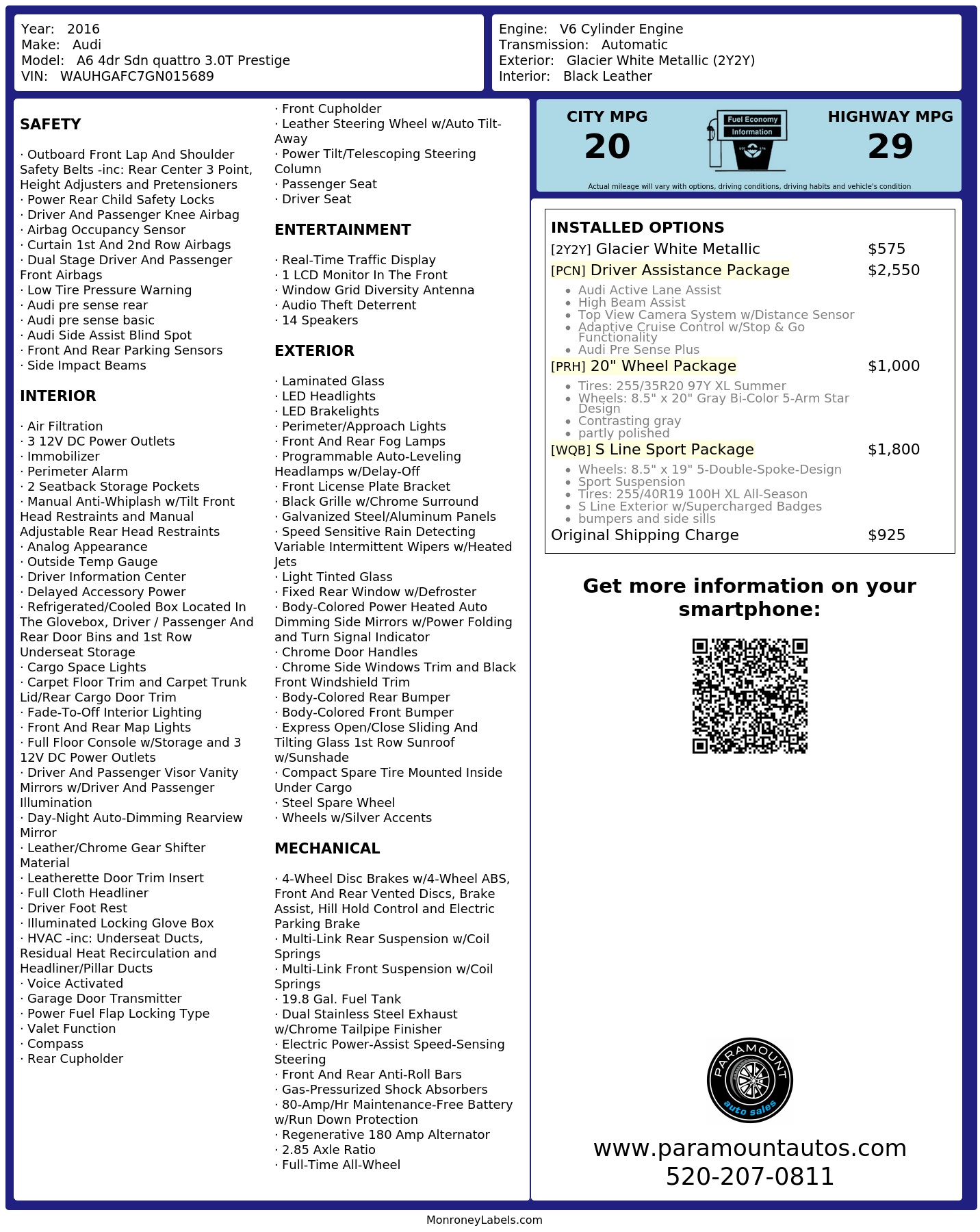 Monroney Label