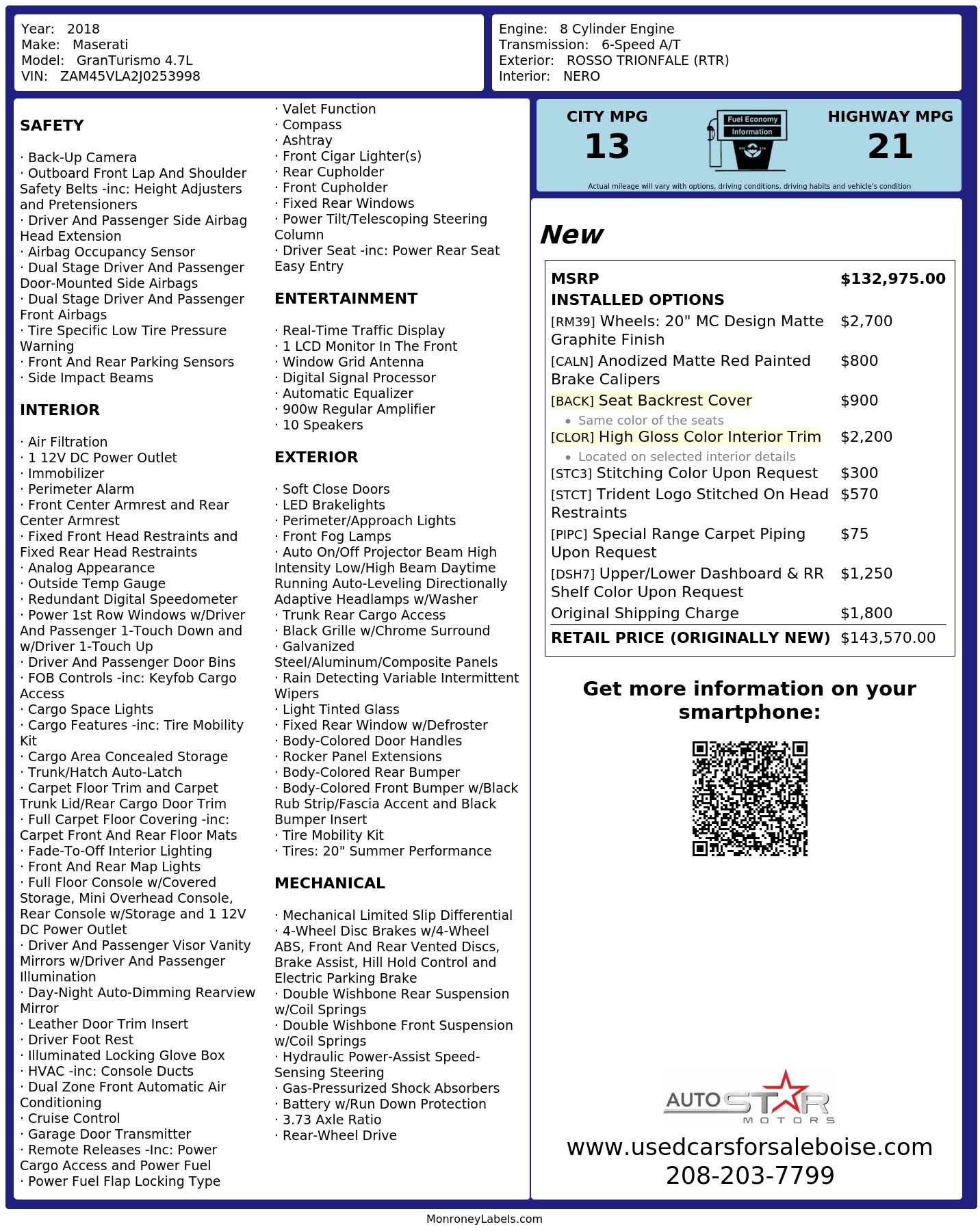 Monroney Label