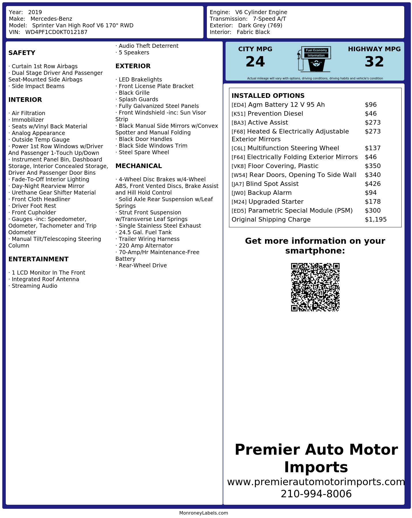 Monroney Label