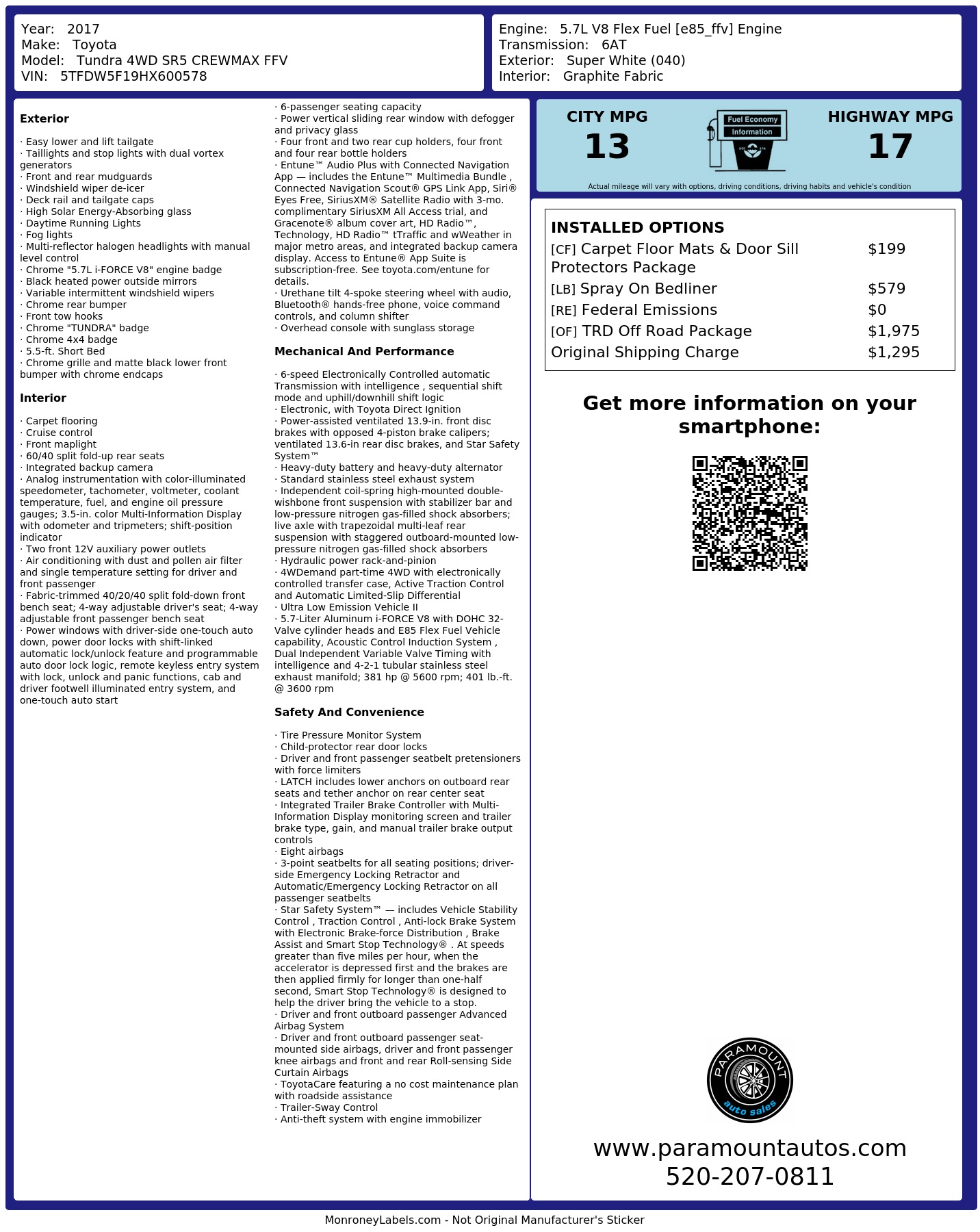 Monroney Label