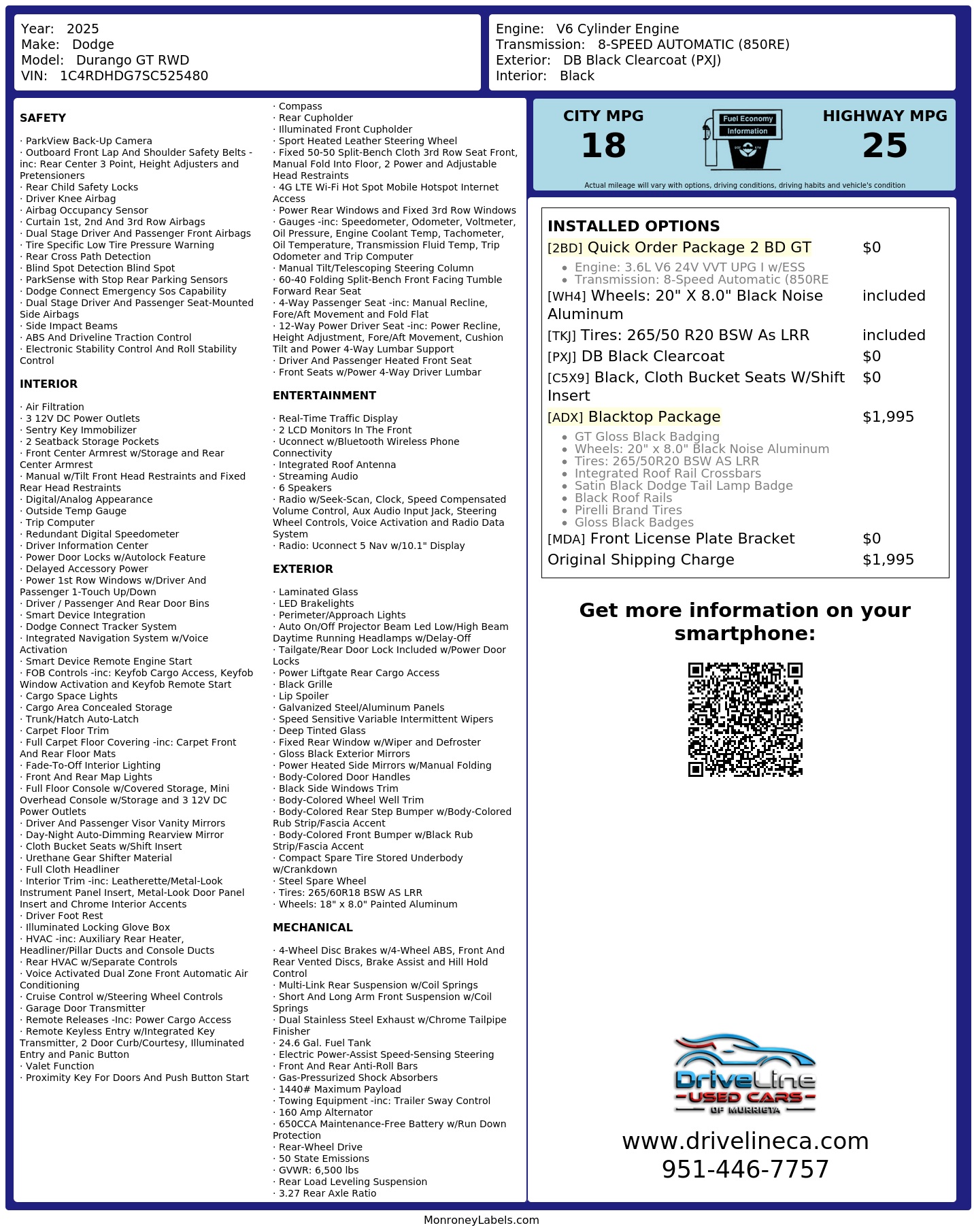 Monroney Label