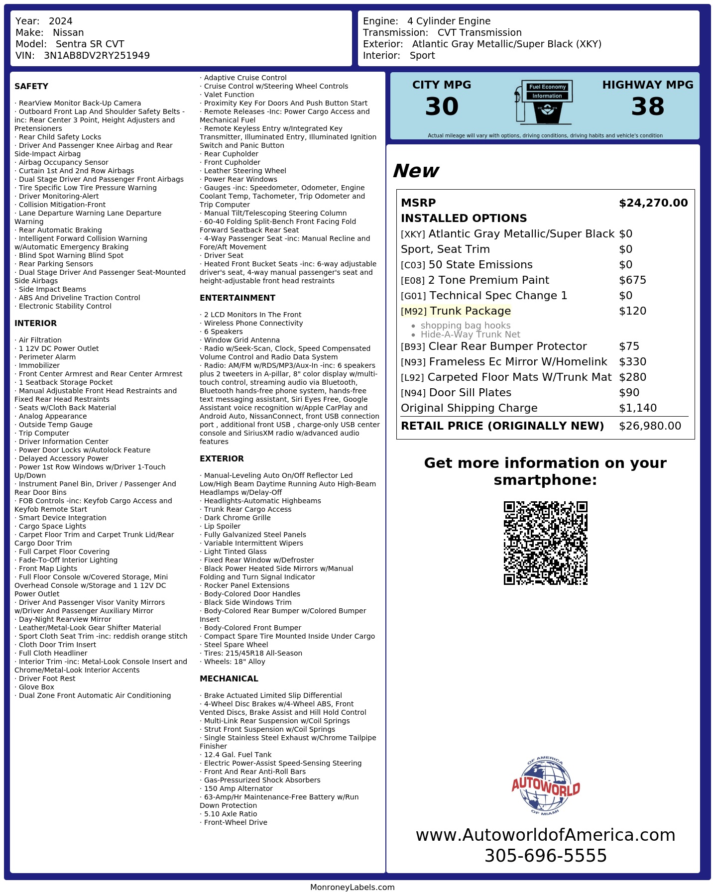 Monroney Label