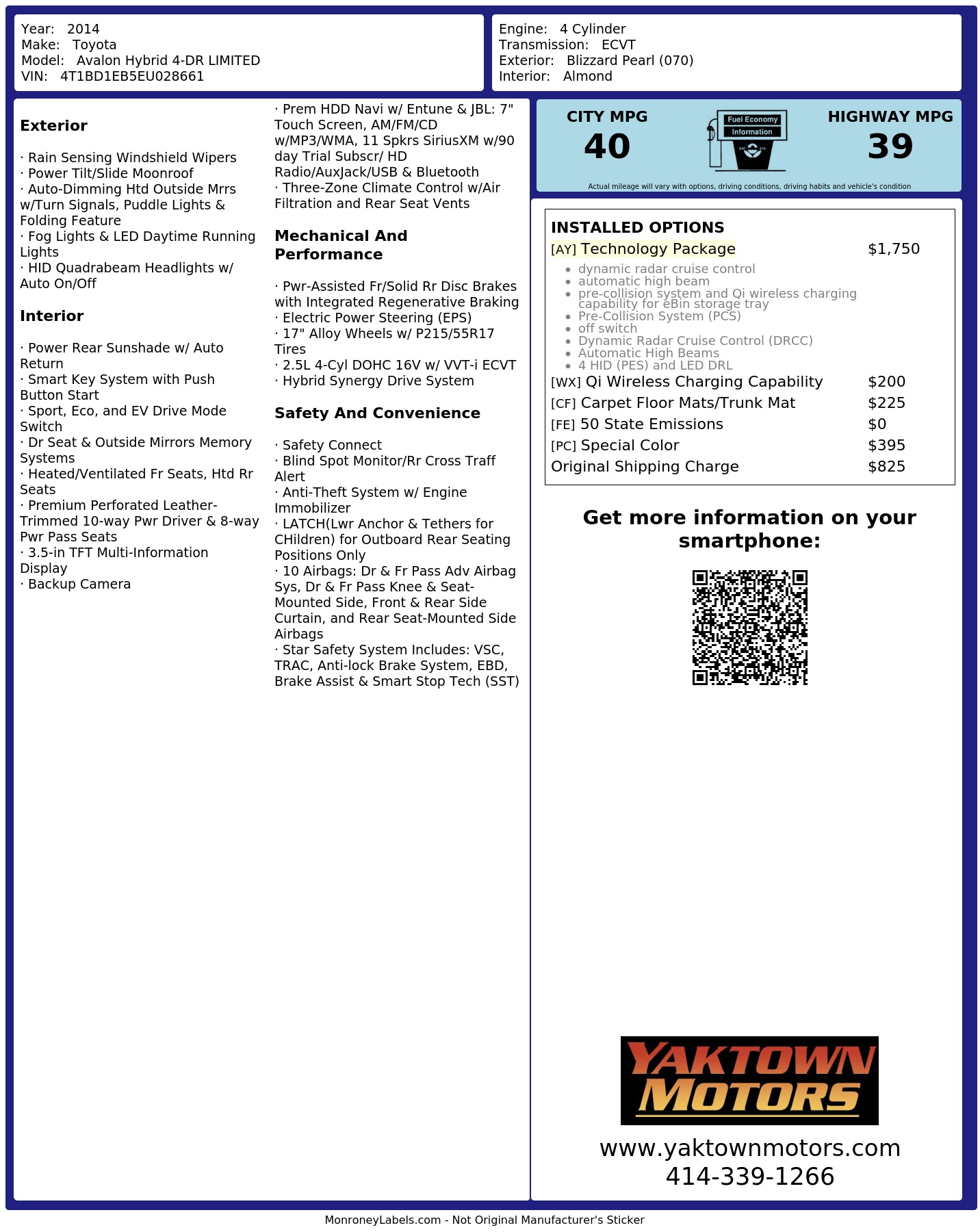 Monroney Label