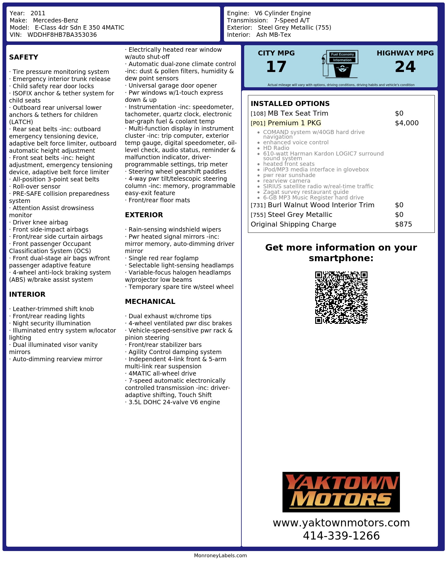 Monroney Label
