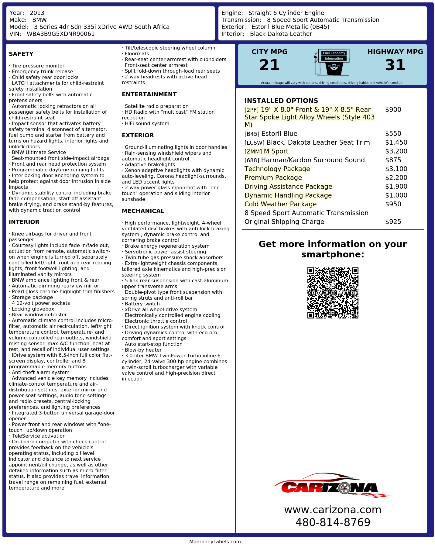 Monroney Label