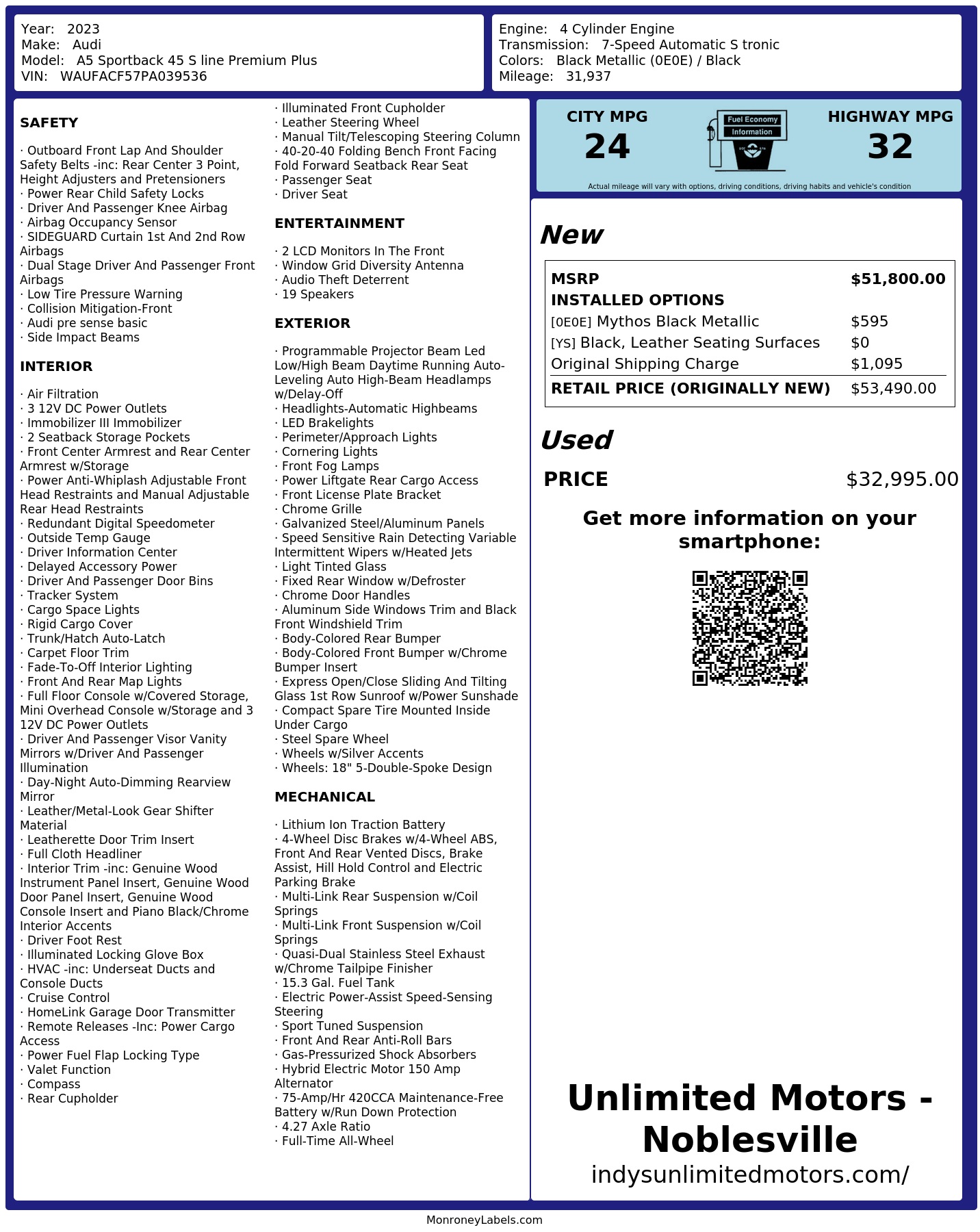 Monroney Label