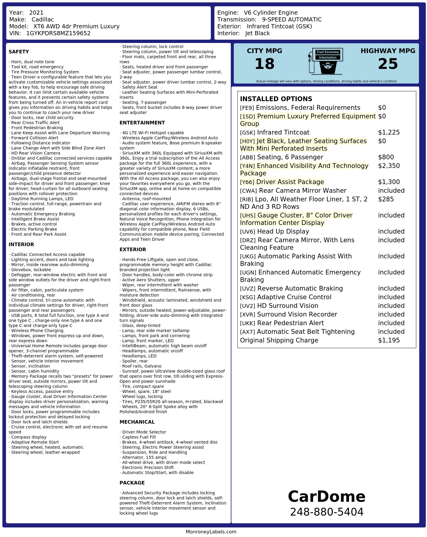 Monroney Label