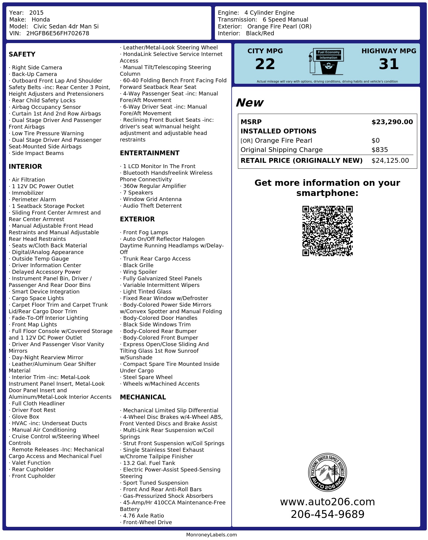 Monroney Label