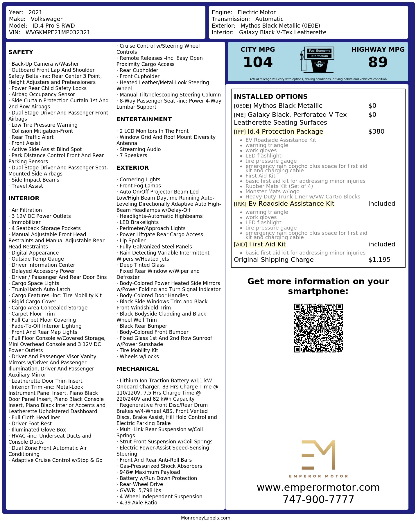 Monroney Label