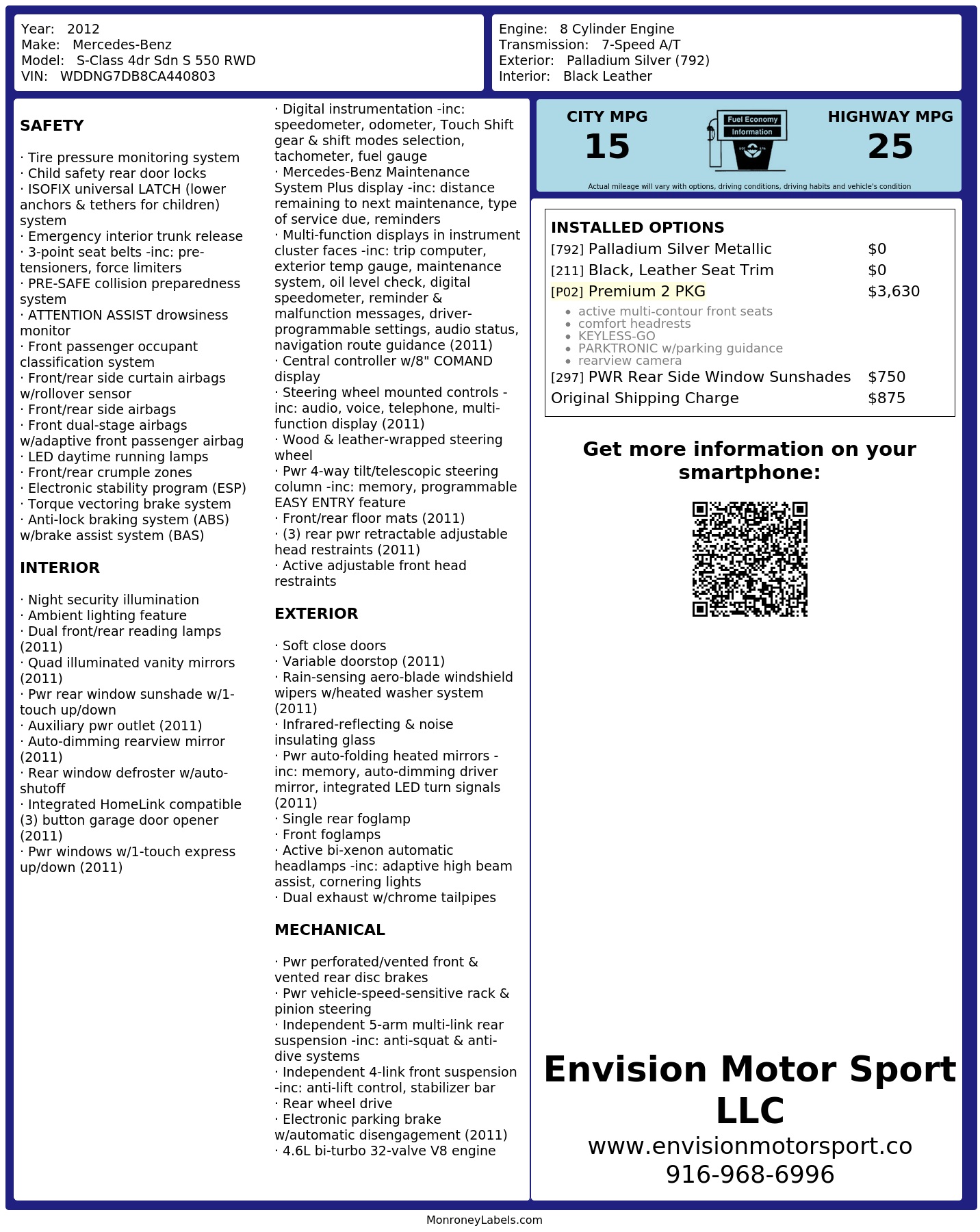 Monroney Label