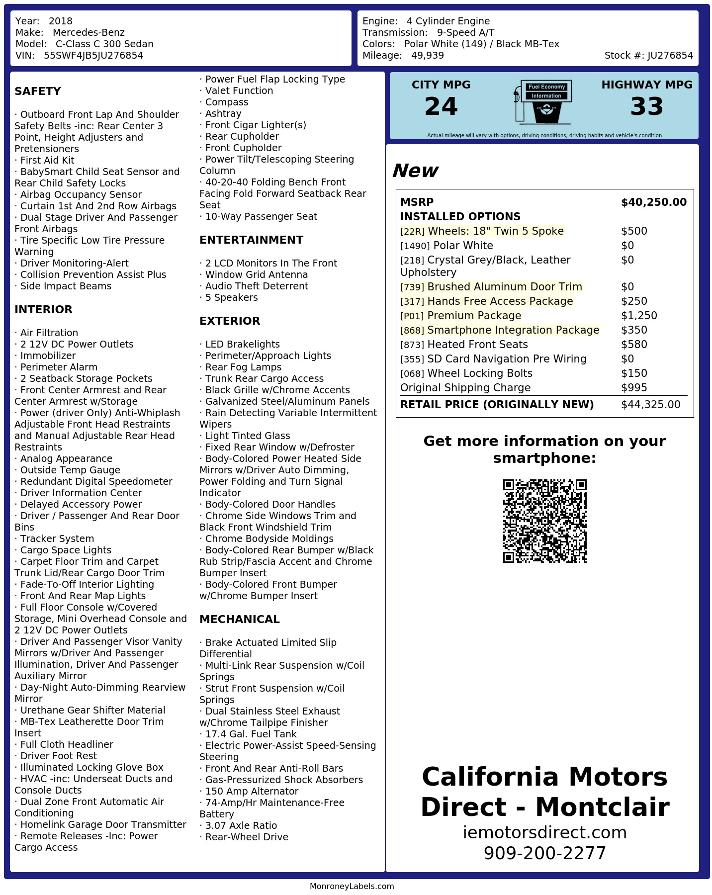 Monroney Label