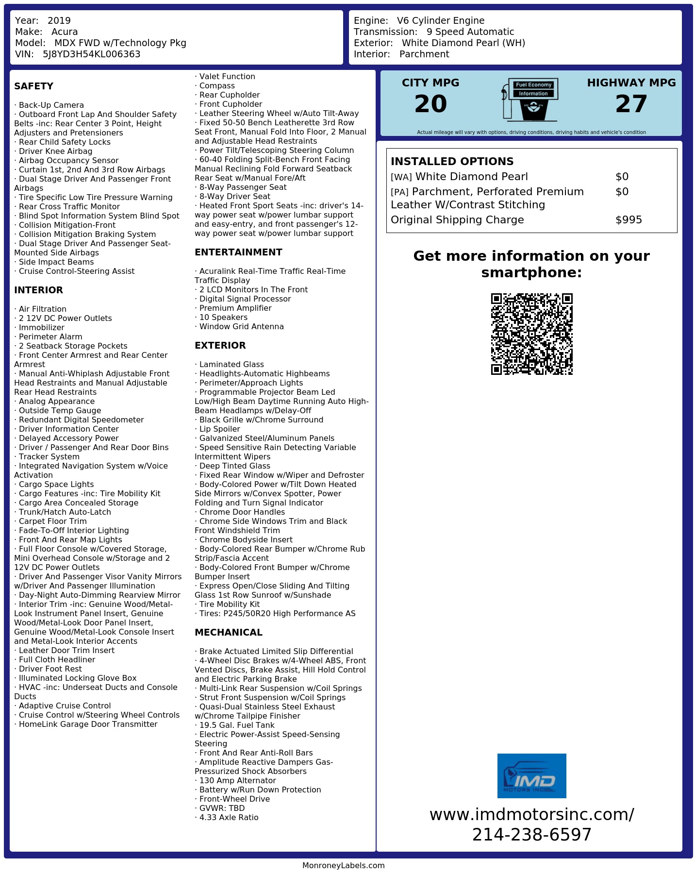 Monroney Label