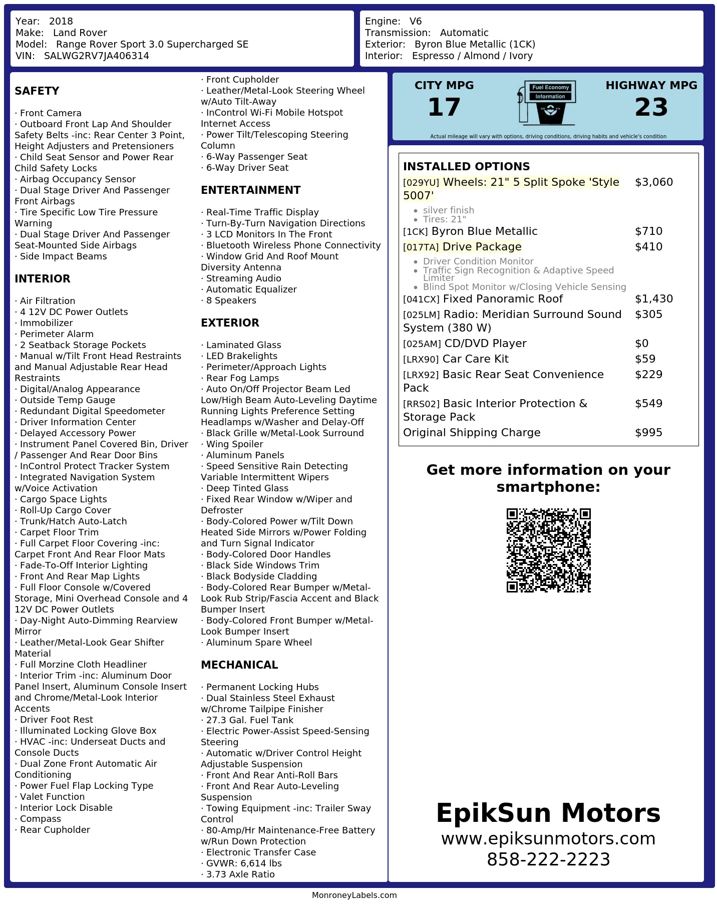 Monroney Label