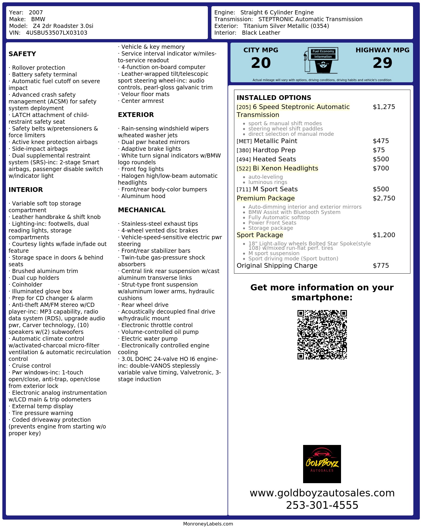 Monroney Label